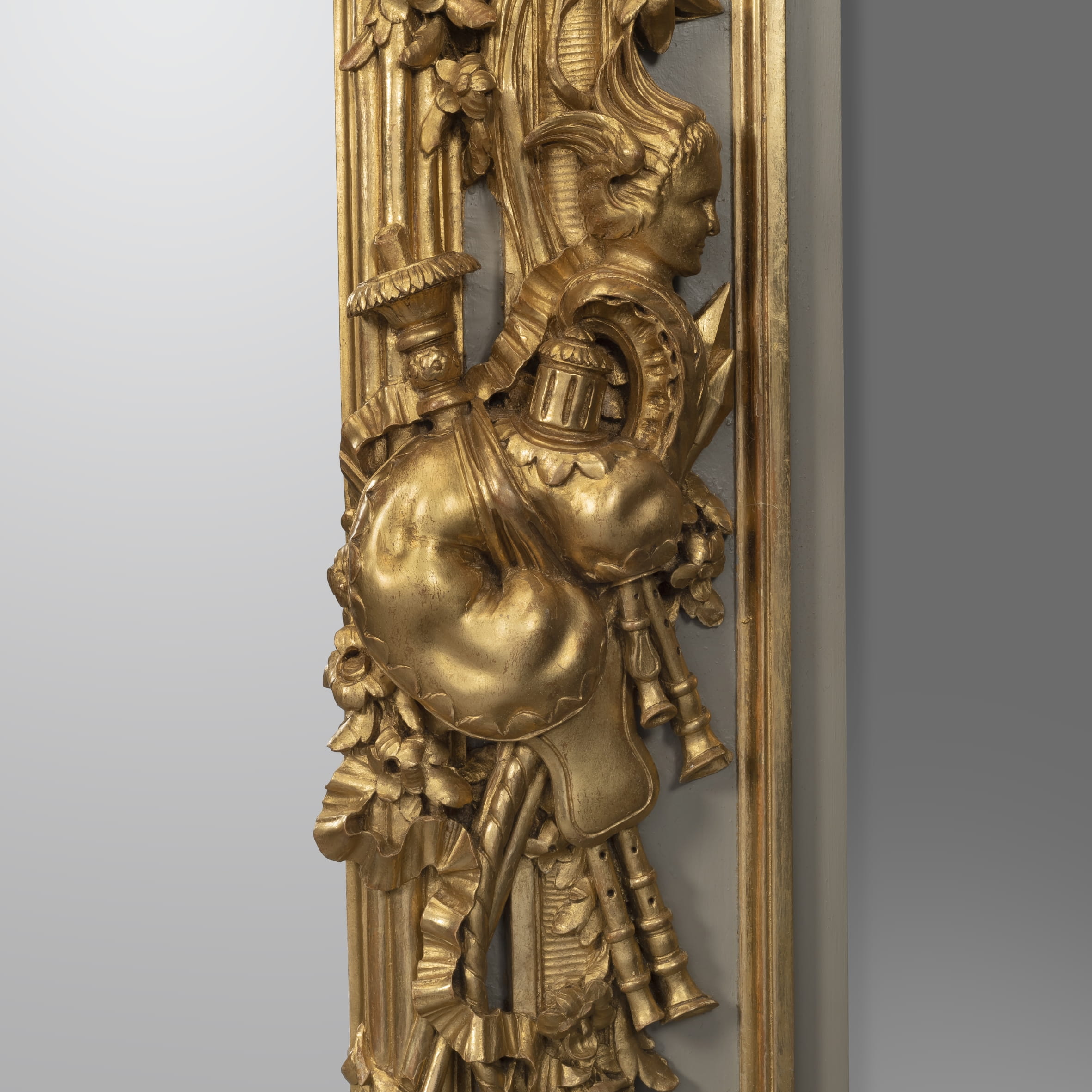 A Finely Carved Louis XV Style Parcel-Gilt And Painted Trumeau Mirror - Image 6