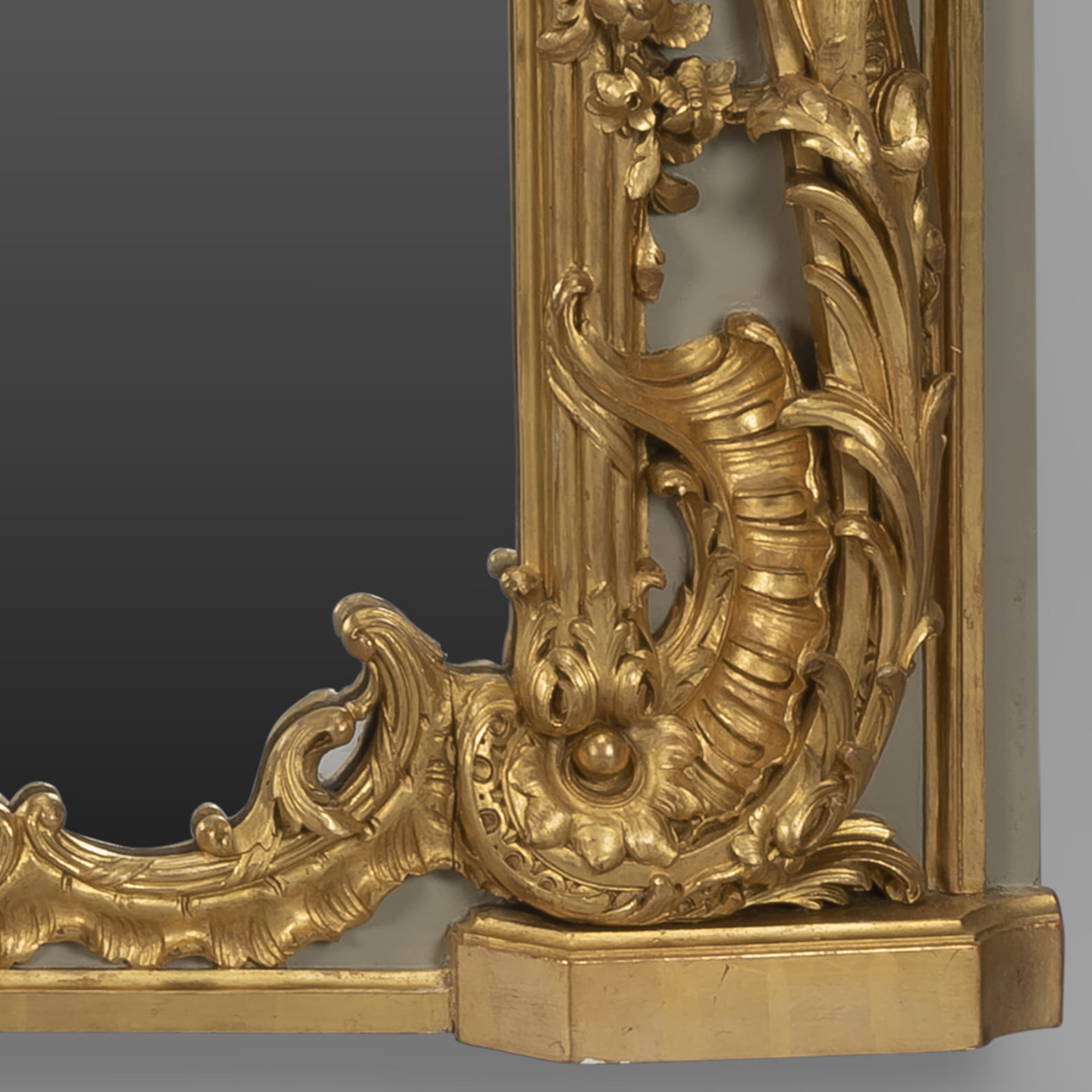 A Finely Carved Louis XV Style Parcel-Gilt And Painted Trumeau Mirror - Image 9
