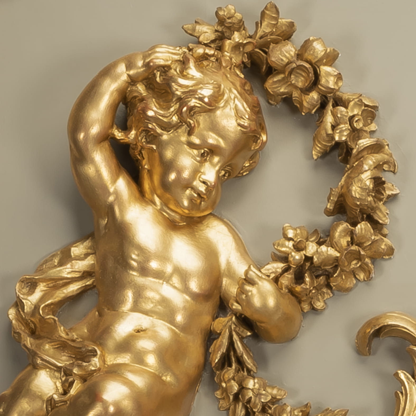 A Finely Carved Louis XV Style Parcel-Gilt And Painted Trumeau Mirror - Image 4