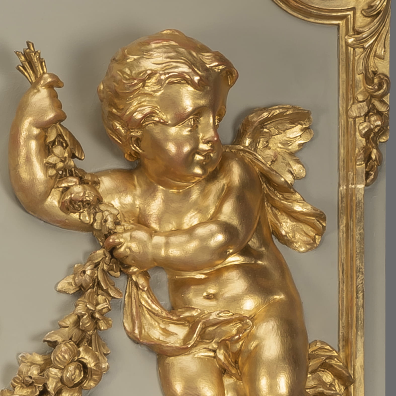 A Finely Carved Louis XV Style Parcel-Gilt And Painted Trumeau Mirror - Image 3