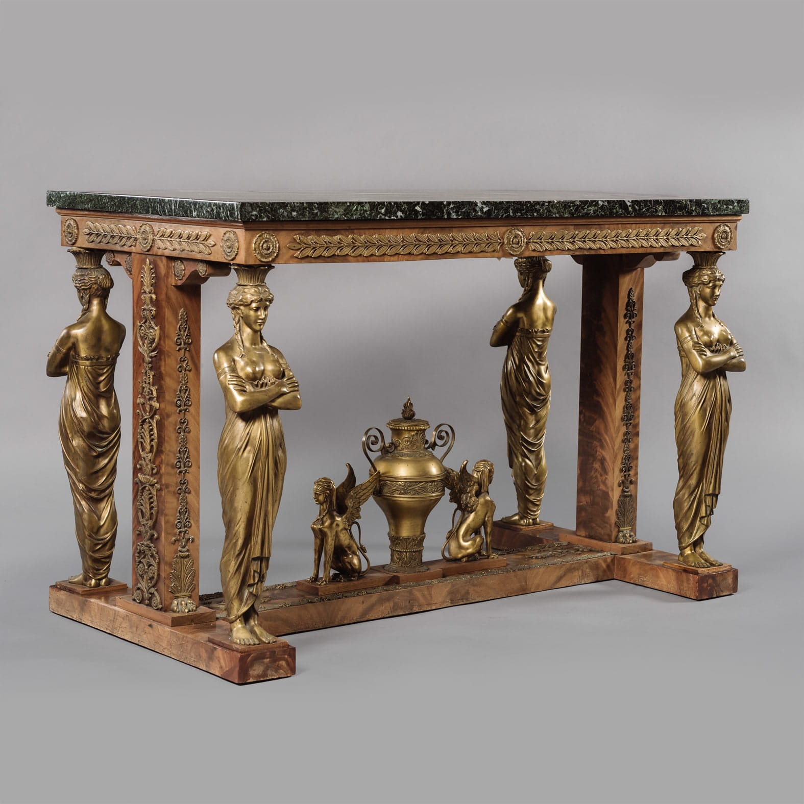 A Very Fine Empire Style Gilt-Bronze Mounted Mahogany Table de Milieu