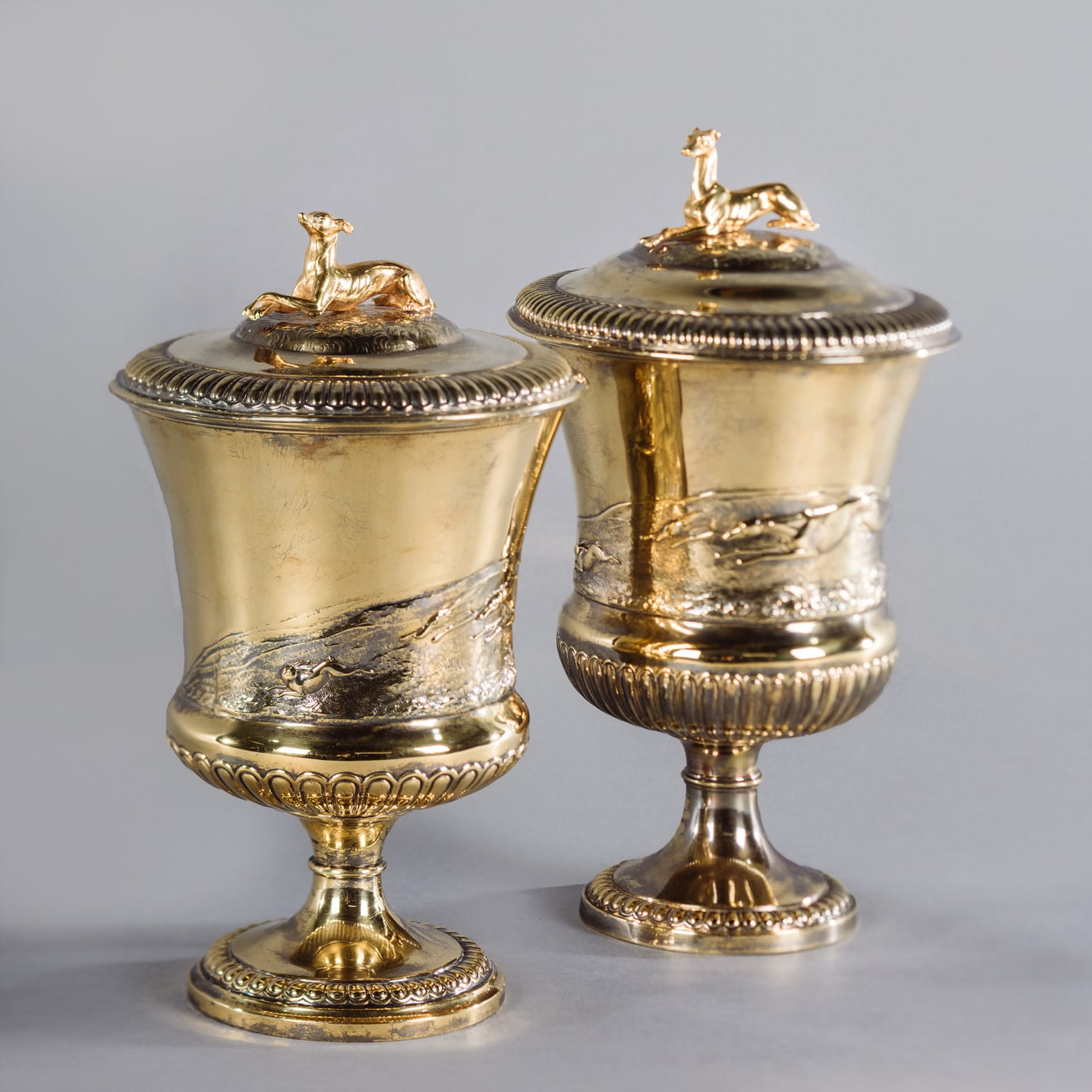 An Unusual Pair of Silver-Gilt Cups and Covers