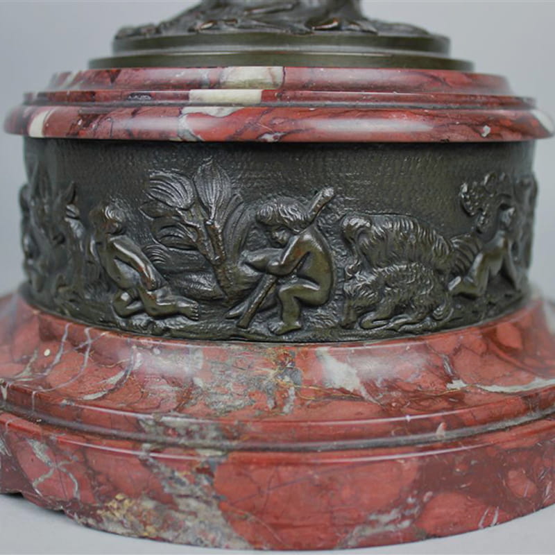A Pair of Patinated Bronze and Marble Urns and Covers - Image 8