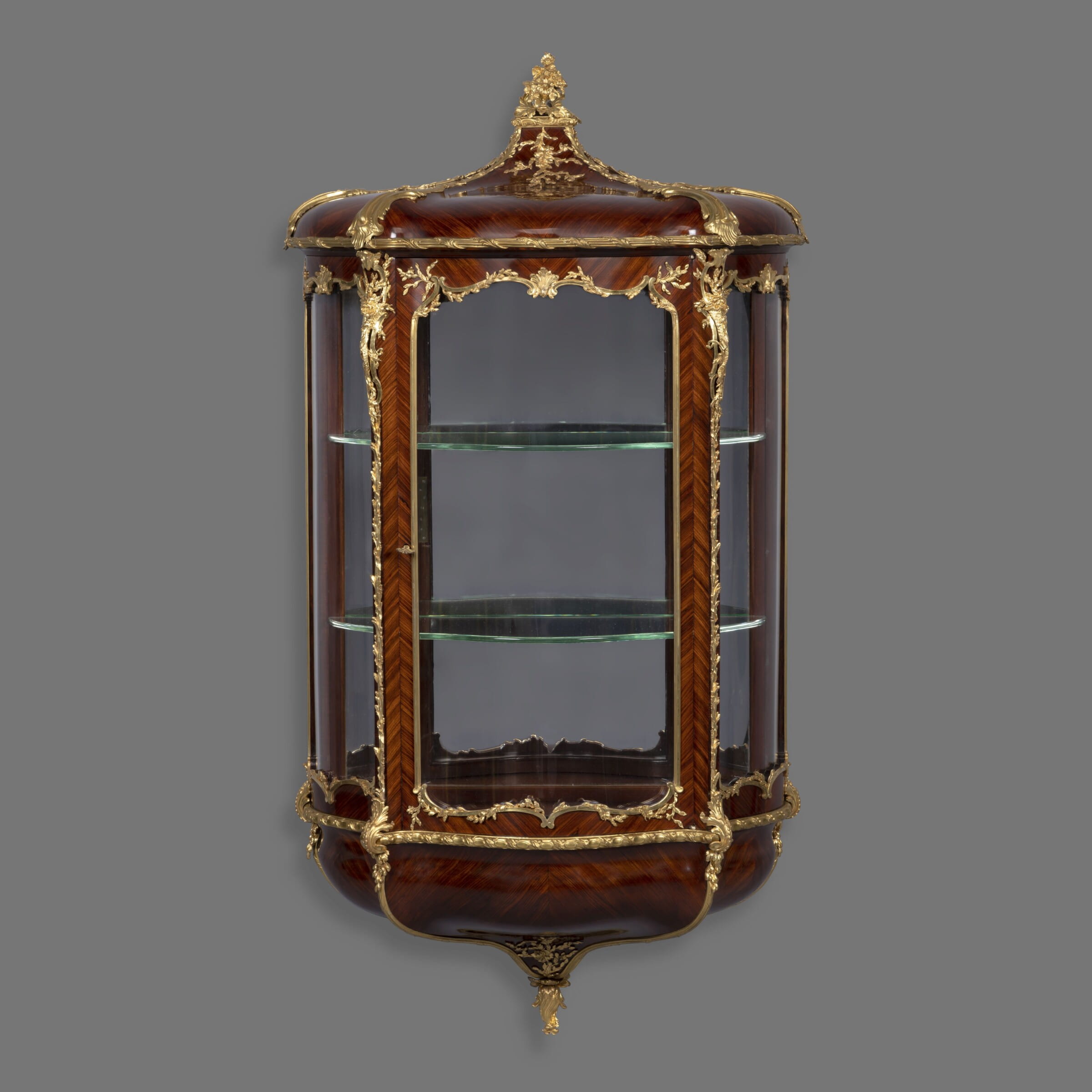 An Unusual Louis XVI Style Gilt-Bronze Mounted Wall Vitrine