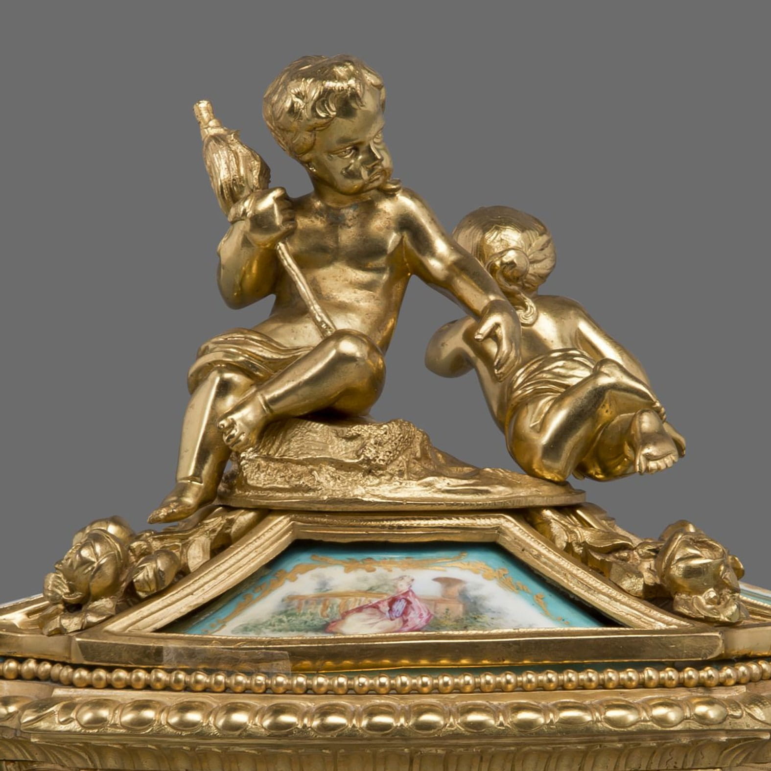 A Fine Louis XV Style Gilt-Bronze and Sèvres Style Porcelain Inkwell - Image 4