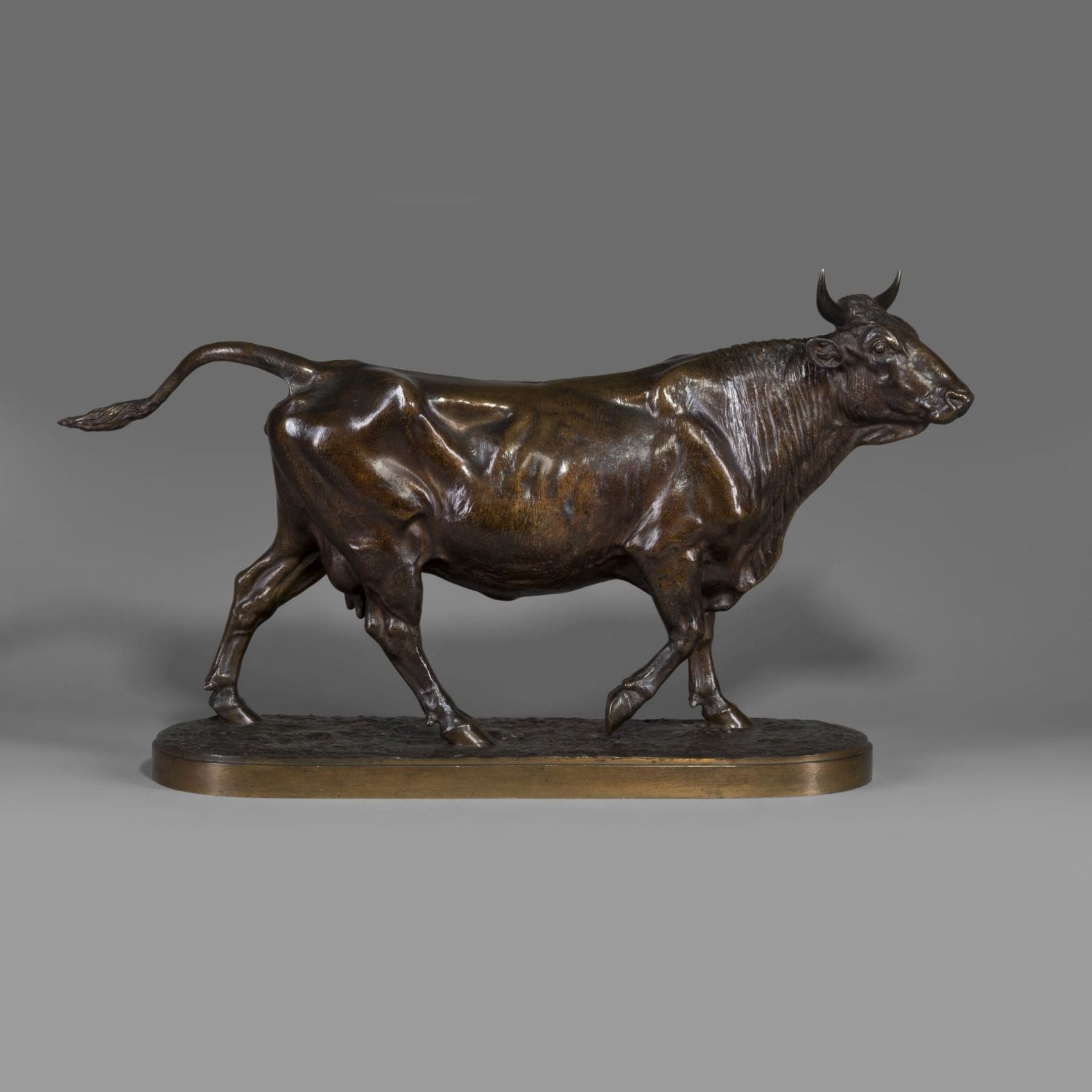 A Pair of Large and Finely Patinated Bronze Models Of A Cow and A Bull - Image 2