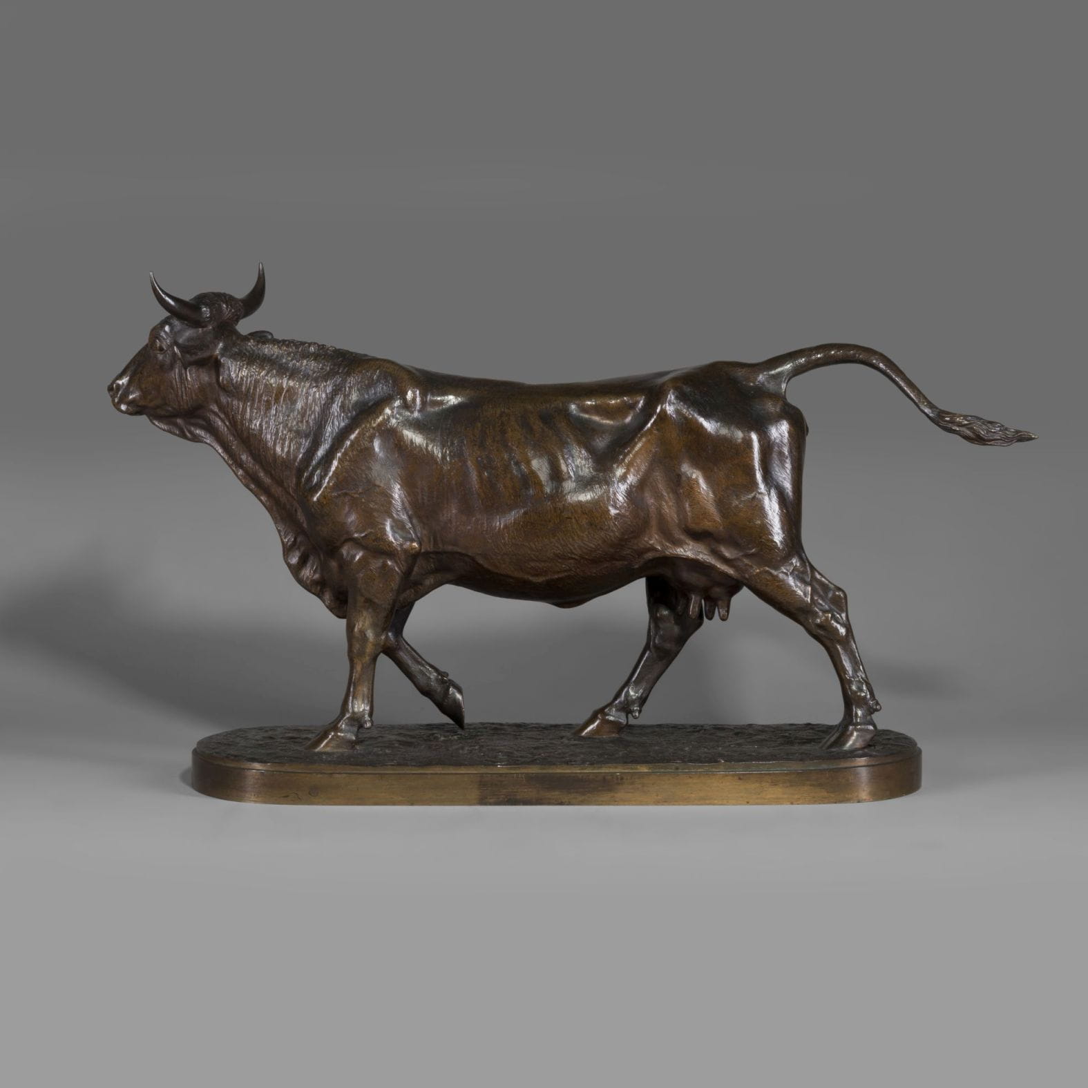 A Pair of Large and Finely Patinated Bronze Models Of A Cow and A Bull - Image 3