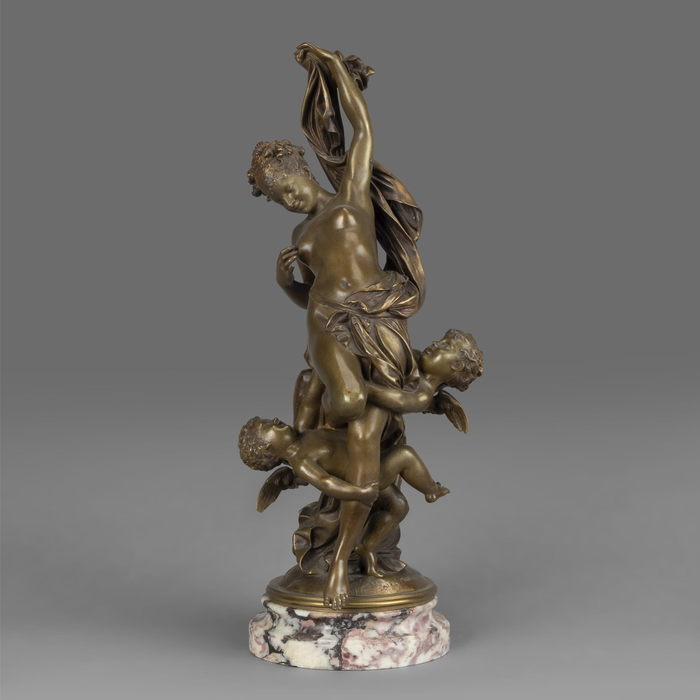 'L'innocence Tourmentée Par L'amour' - A Patinated Bronze Figural Group