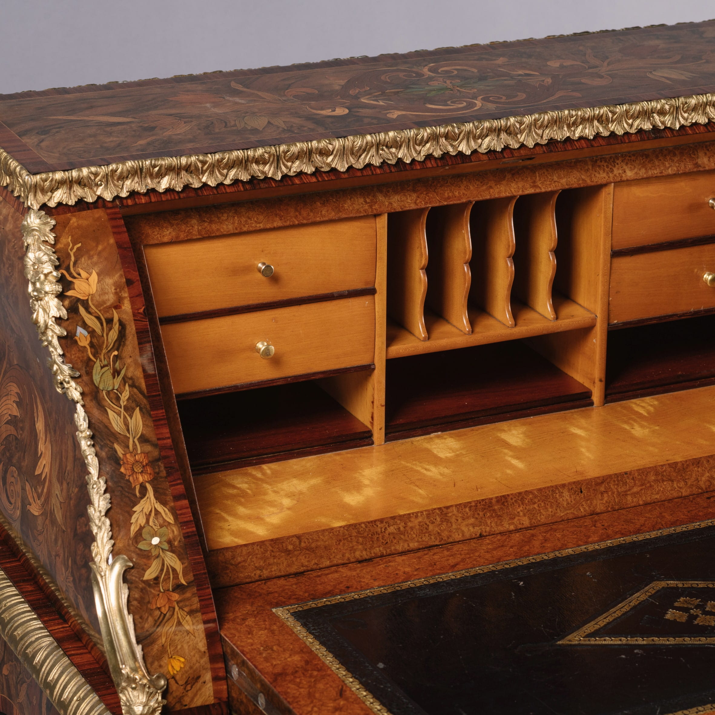 A Fine Victorian Gilt-Bronze Mounted Marquetry Inlaid Bureau De Dame - Image 8