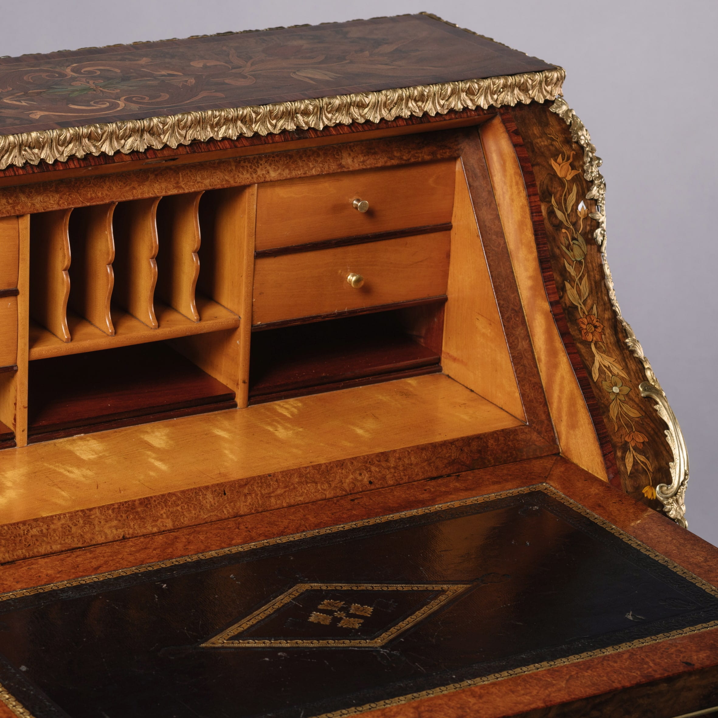 A Fine Victorian Gilt-Bronze Mounted Marquetry Inlaid Bureau De Dame - Image 10