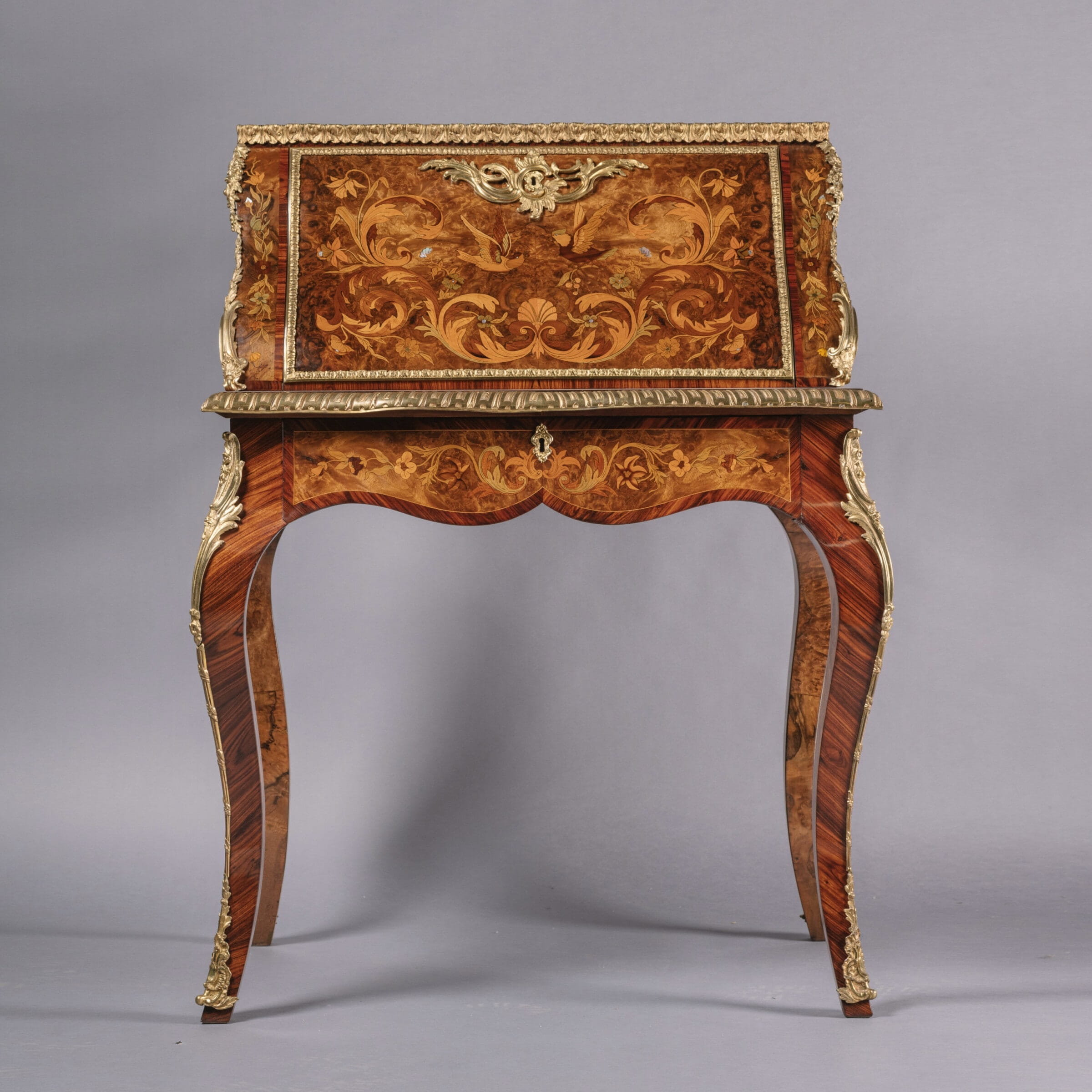 A Fine Victorian Gilt-Bronze Mounted Marquetry Inlaid Bureau De Dame - Image 2