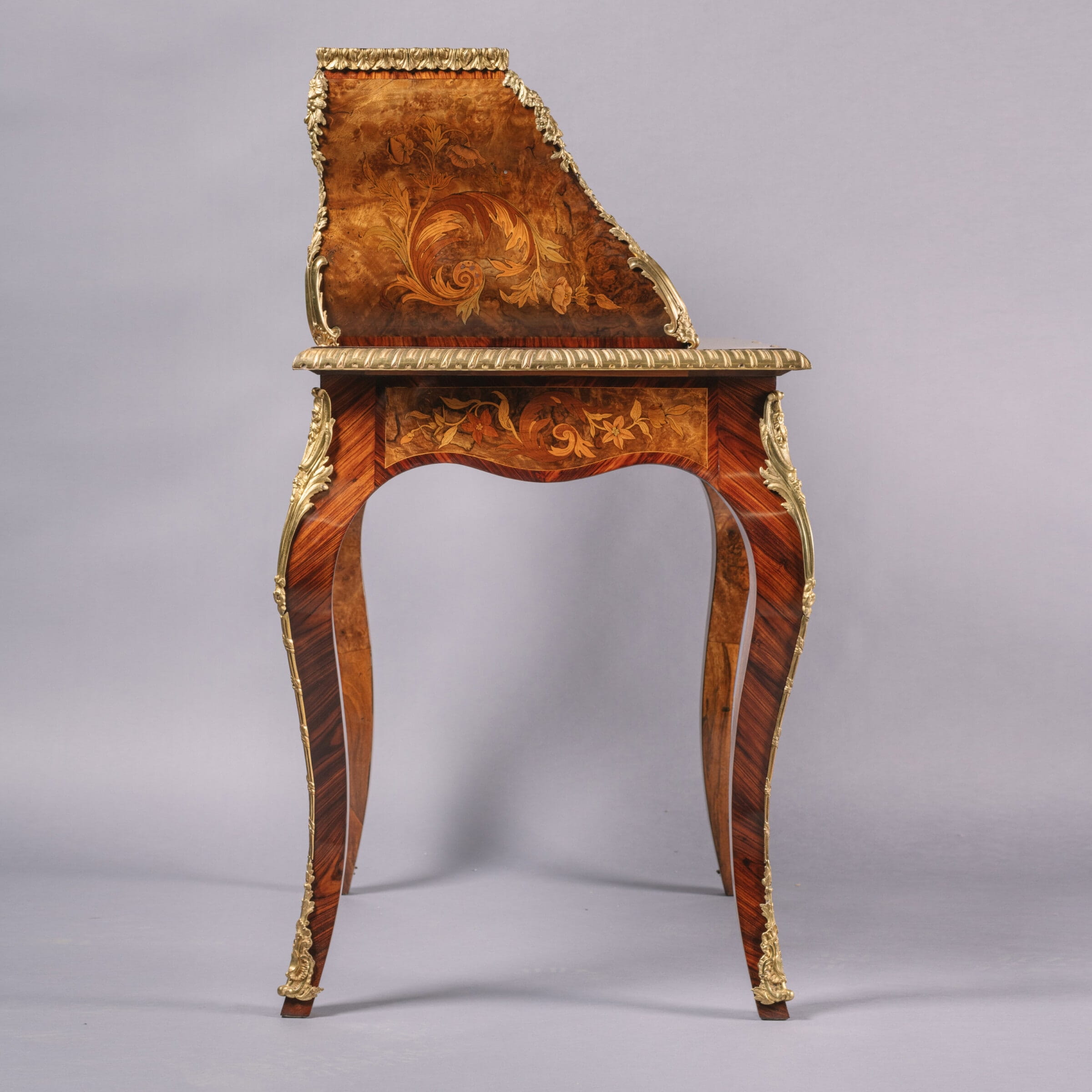 A Fine Victorian Gilt-Bronze Mounted Marquetry Inlaid Bureau De Dame - Image 4