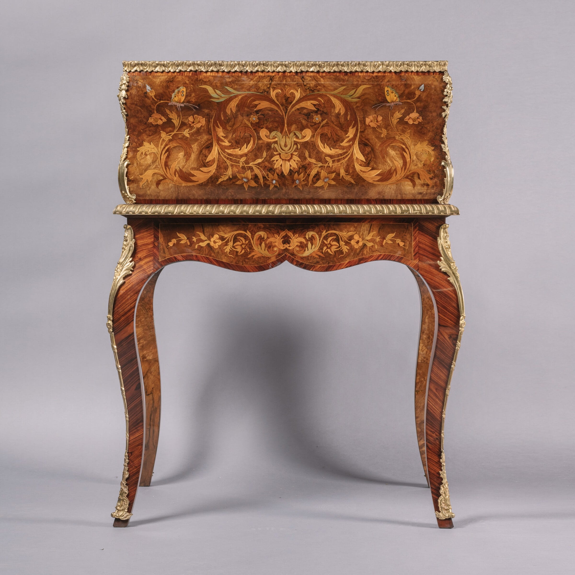 A Fine Victorian Gilt-Bronze Mounted Marquetry Inlaid Bureau De Dame - Image 5