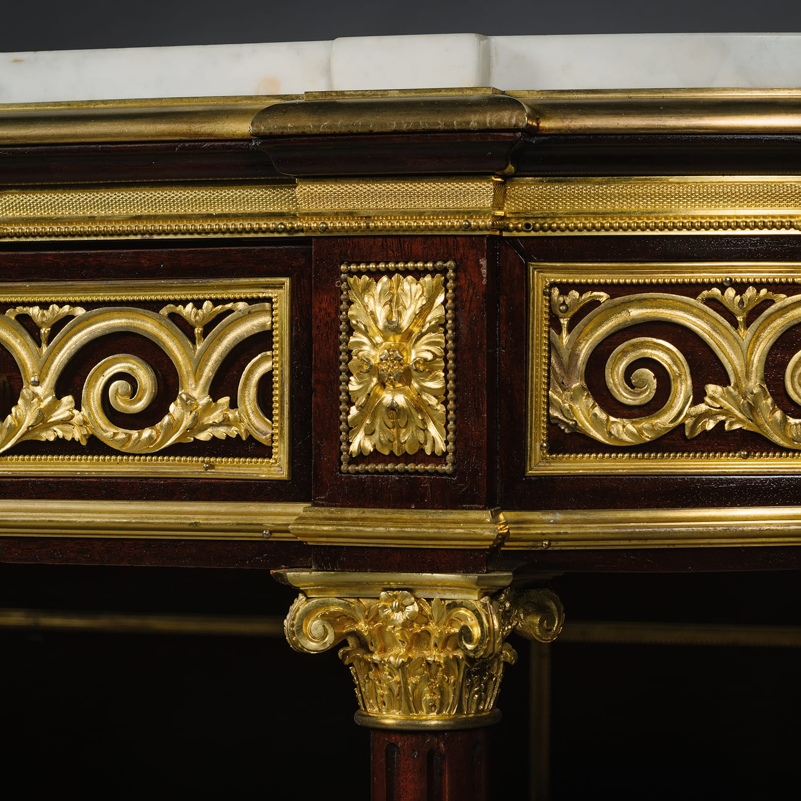 A Fine Louis XVI Style Gilt-Bronze Mahogany Three-Tier Console Desserte - Image 2