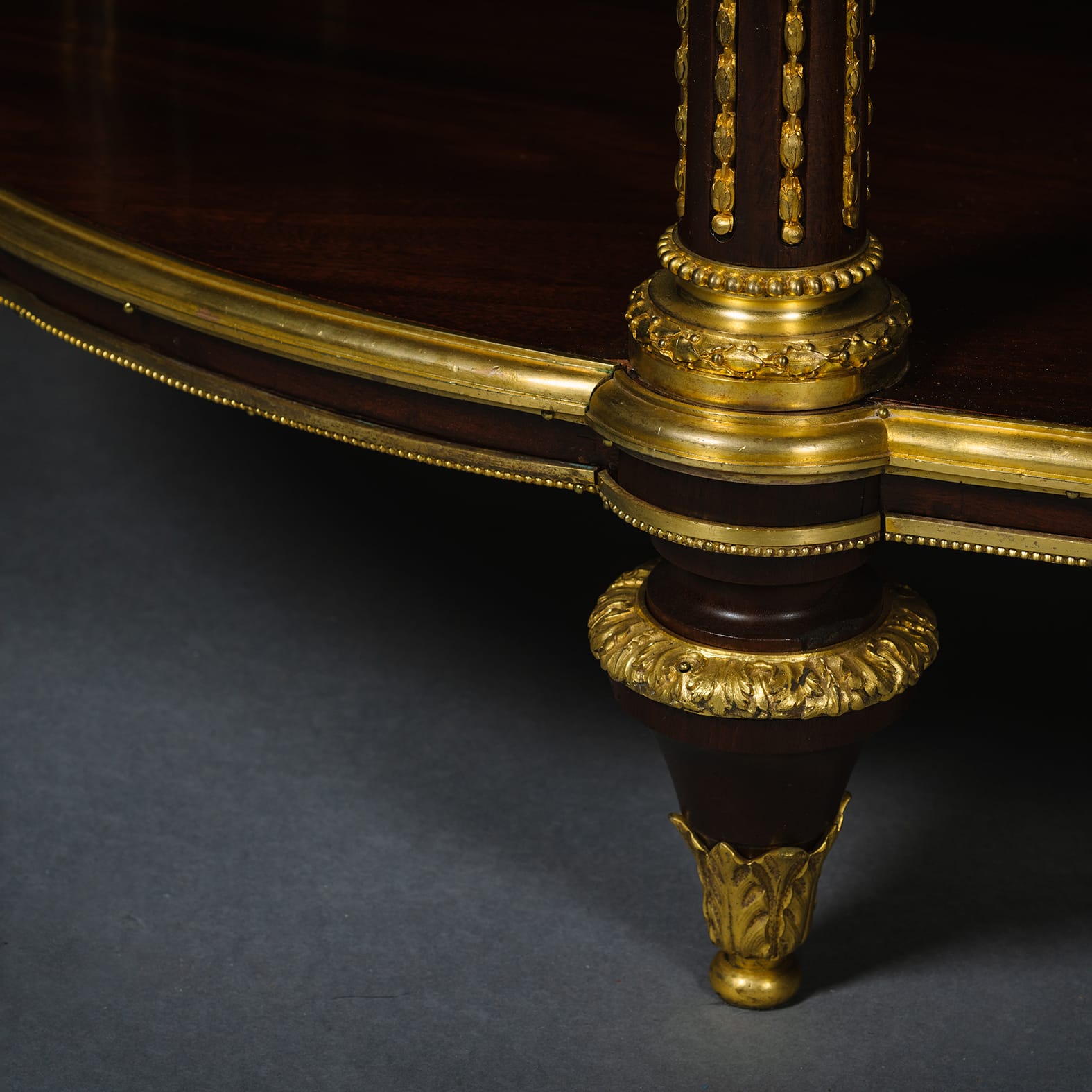 A Fine Louis XVI Style Gilt-Bronze Mahogany Three-Tier Console Desserte - Image 5