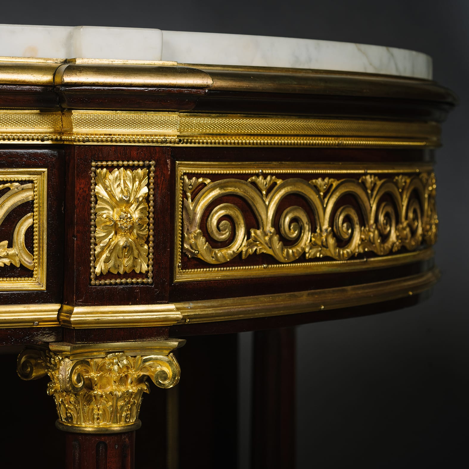 A Fine Louis XVI Style Gilt-Bronze Mahogany Three-Tier Console Desserte - Image 3