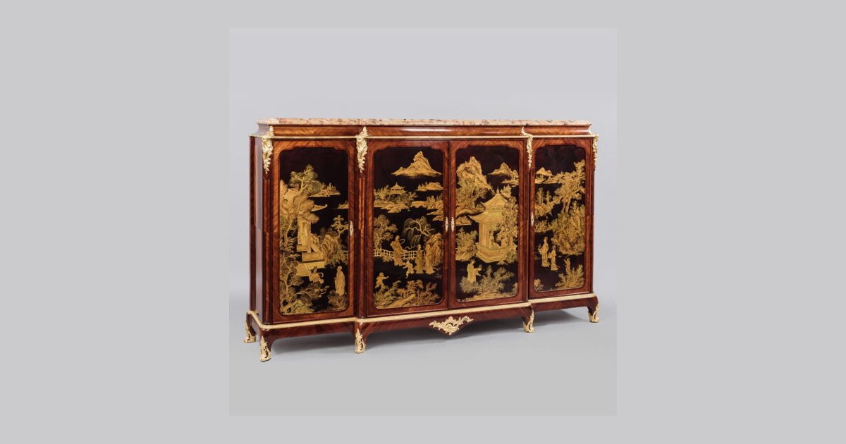 A Fine Louis XV Style Gilt-bronze Mounted Japanned Side Cabinet