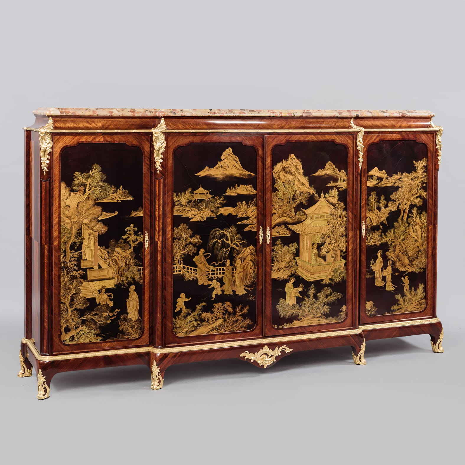 A Fine Louis XV Style Gilt-bronze Mounted Japanned Side Cabinet