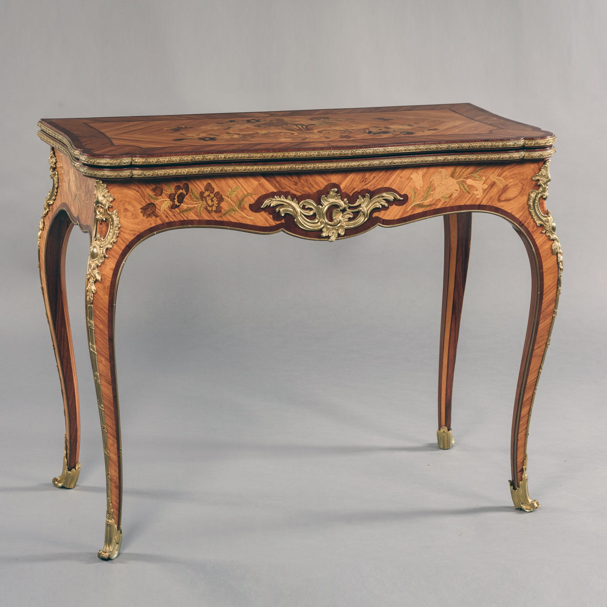A Fine Pair of Louis XV Style Marquetry Card Tables - Image 2