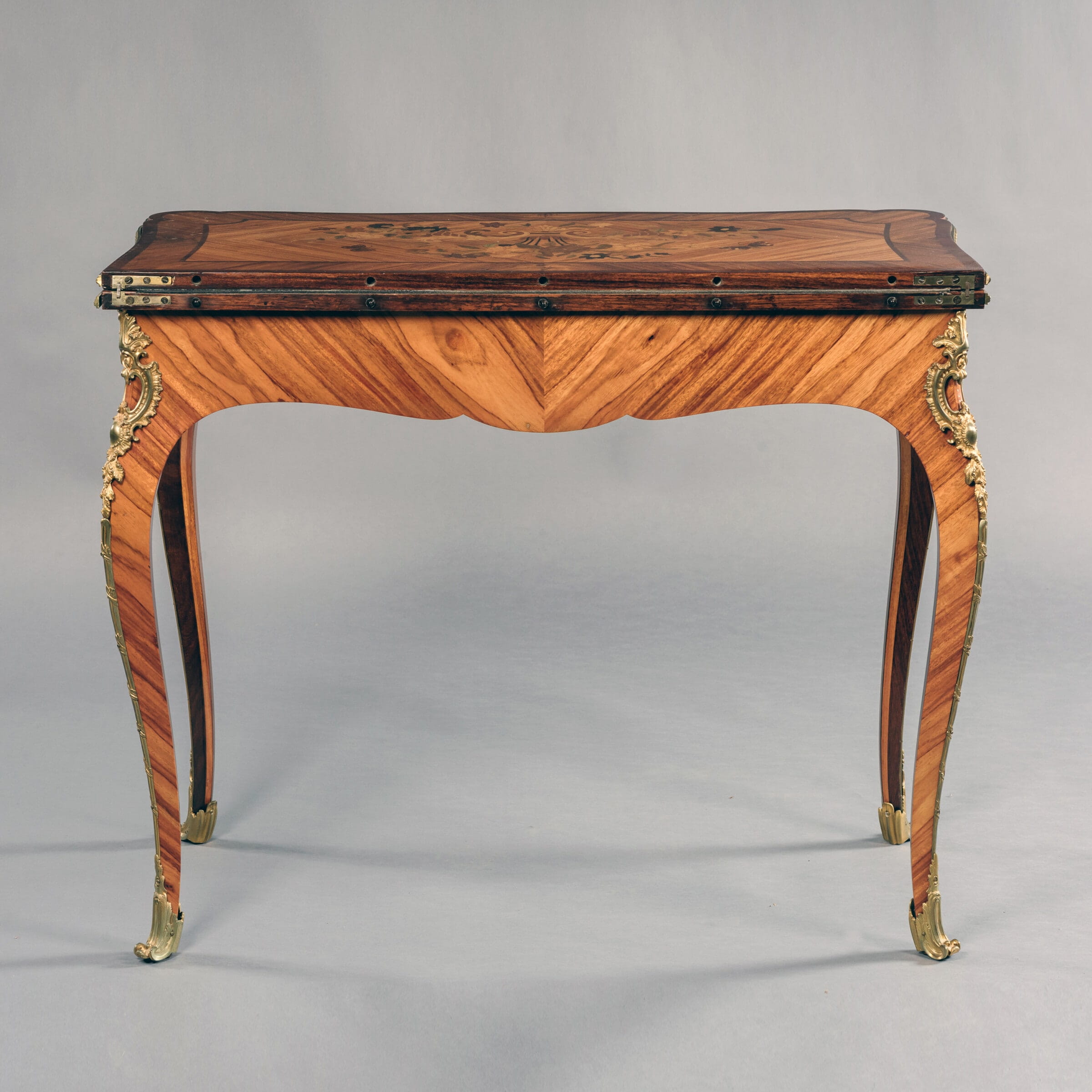 A Fine Pair of Louis XV Style Marquetry Card Tables - Image 4