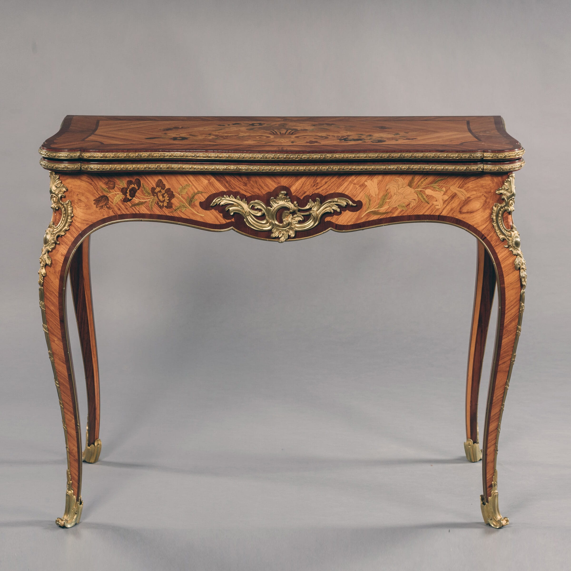 A Fine Pair of Louis XV Style Marquetry Card Tables - Image 3