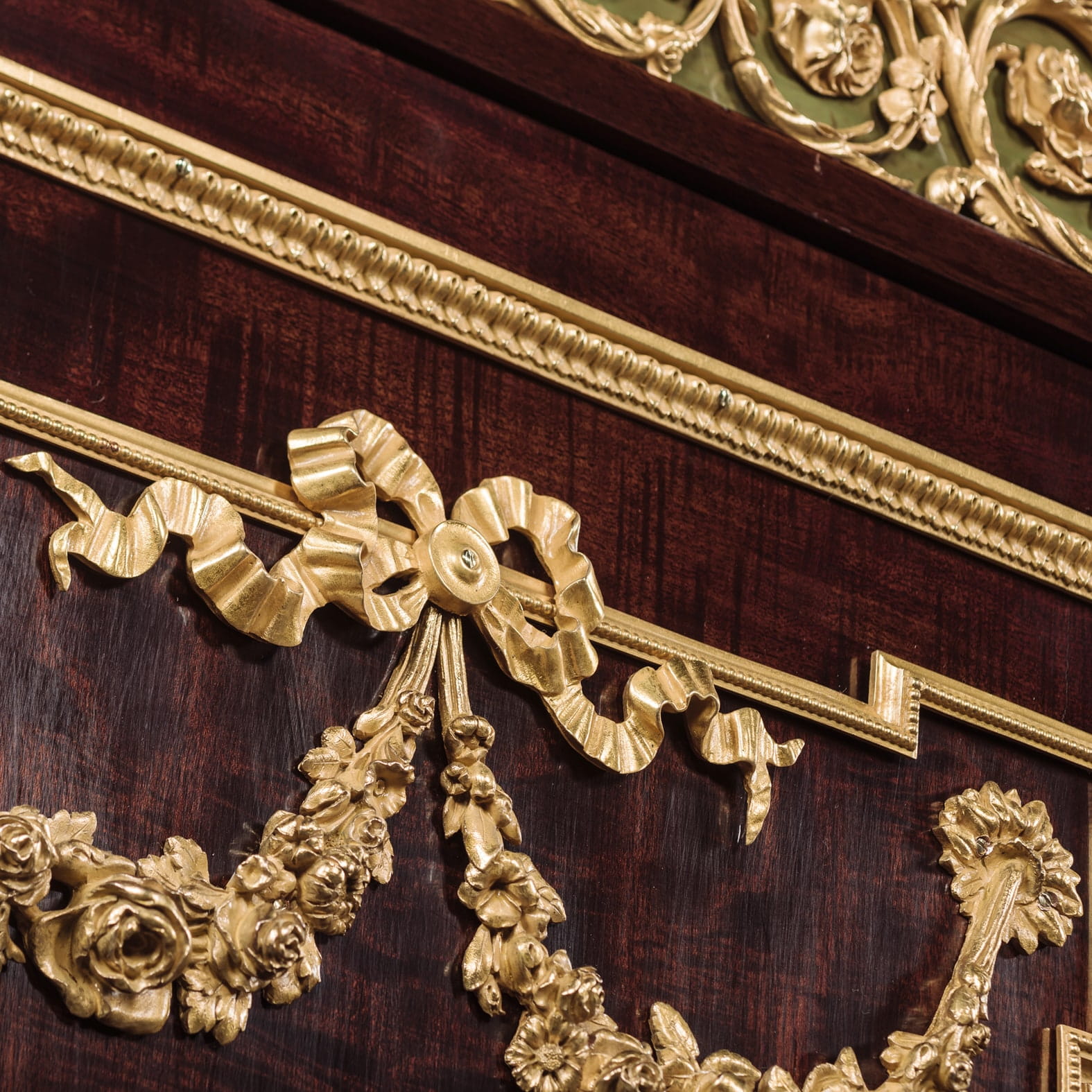 A Fine Pair of Louis XVI Style Gilt Bronze Mounted Mahogany Cabinets - Image 5