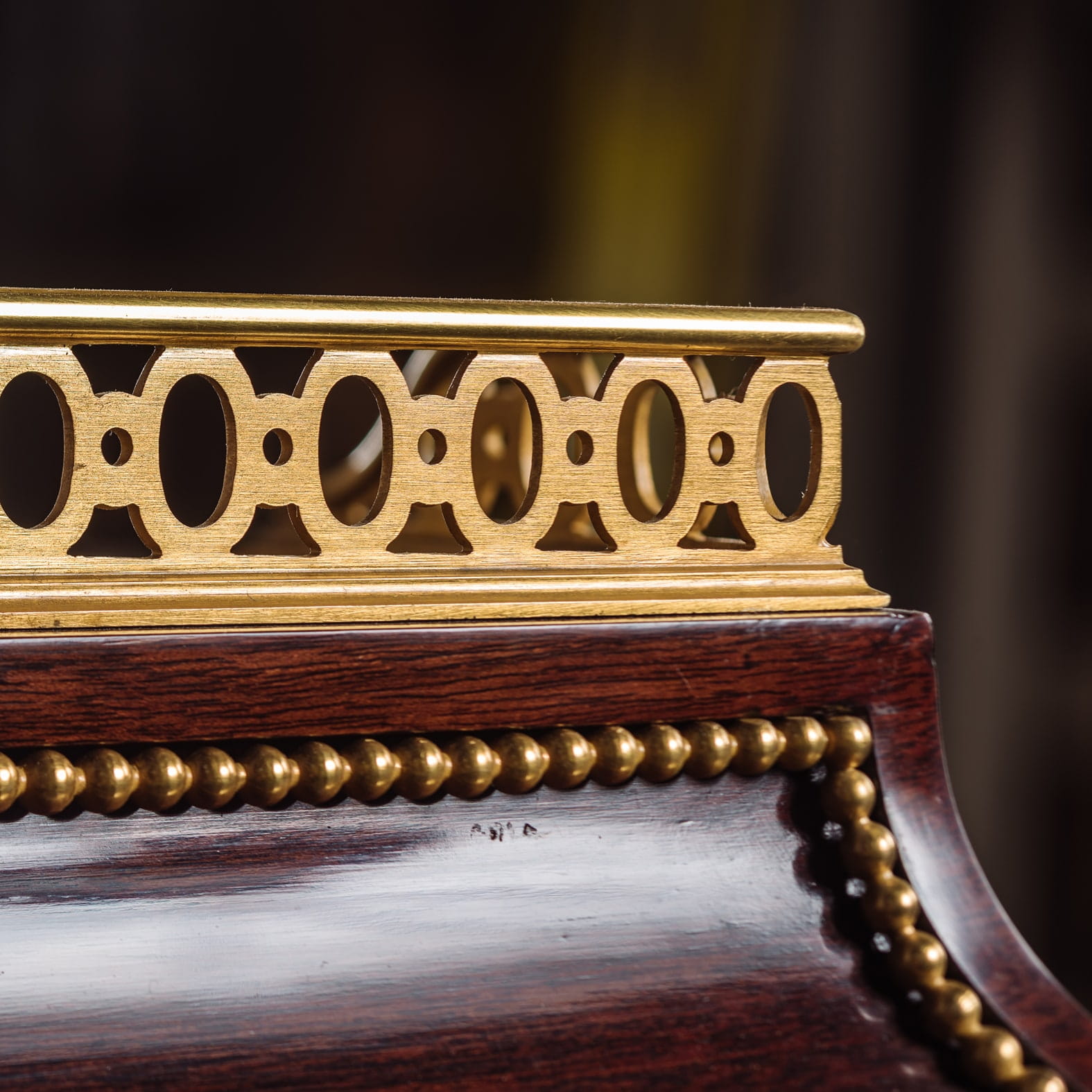 A Fine Pair of Louis XVI Style Gilt Bronze Mounted Mahogany Cabinets - Image 4