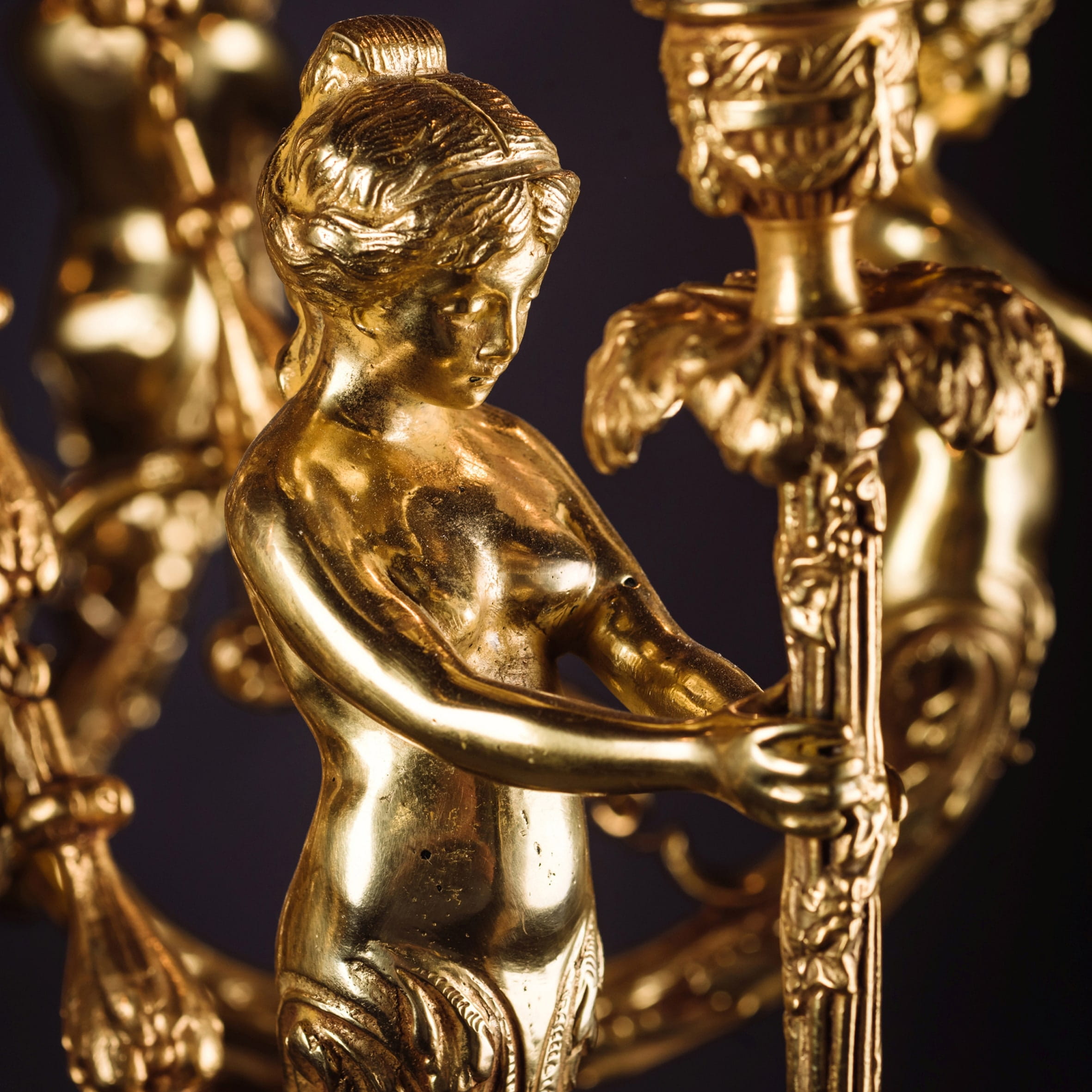 A Fine Gilt-Bronze Six-Light Figural Chandelier - Image 6