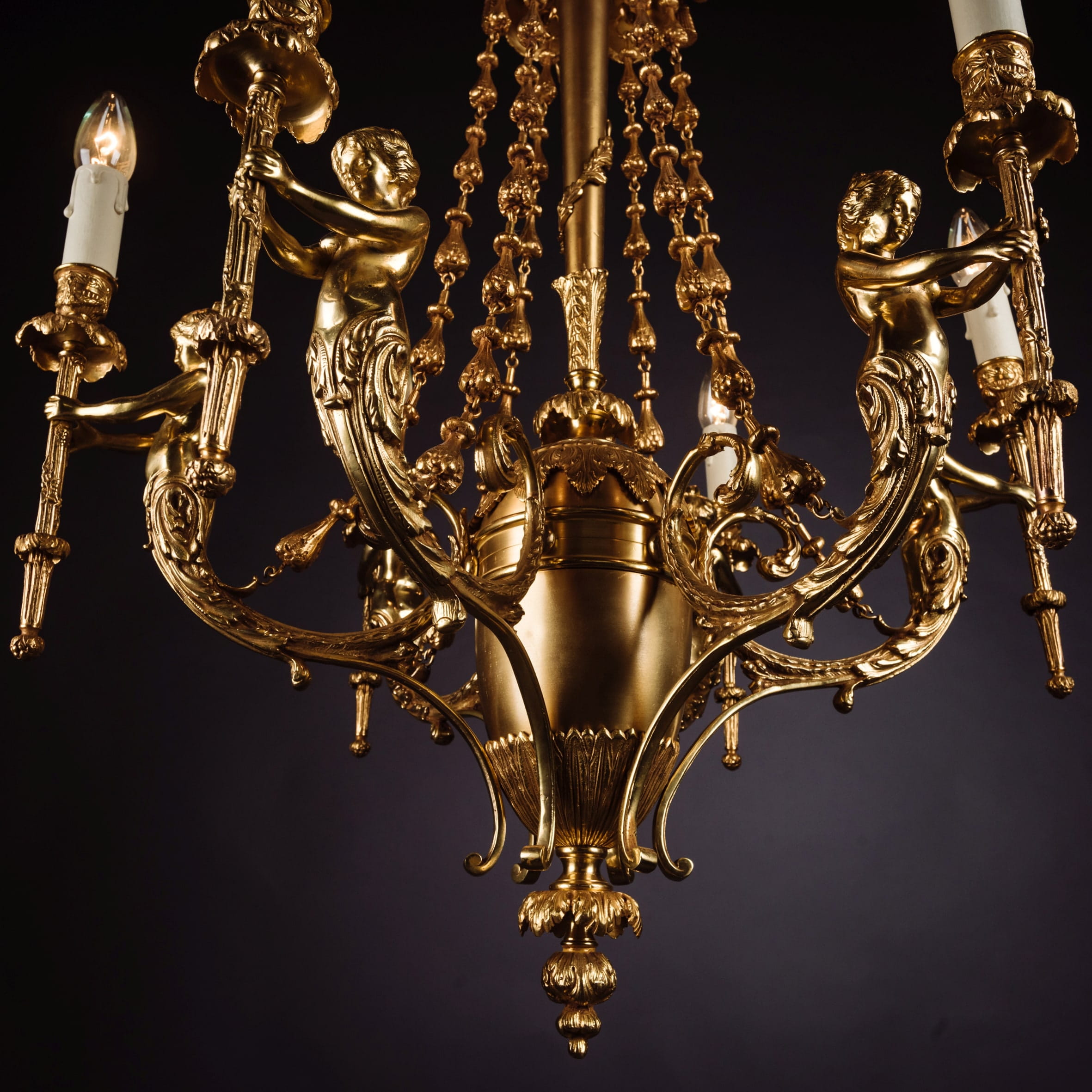 A Fine Gilt-Bronze Six-Light Figural Chandelier - Image 8