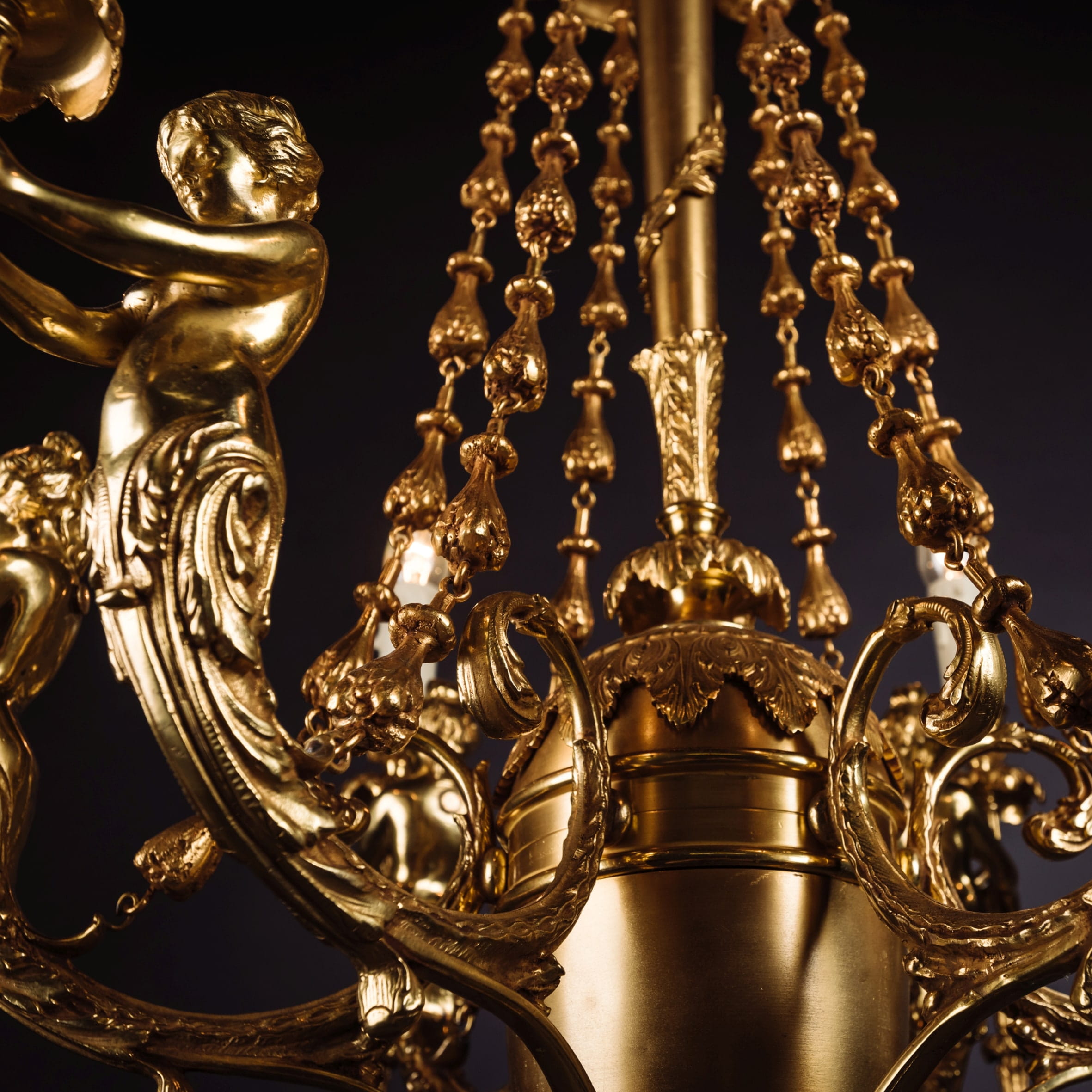 A Fine Gilt-Bronze Six-Light Figural Chandelier - Image 9