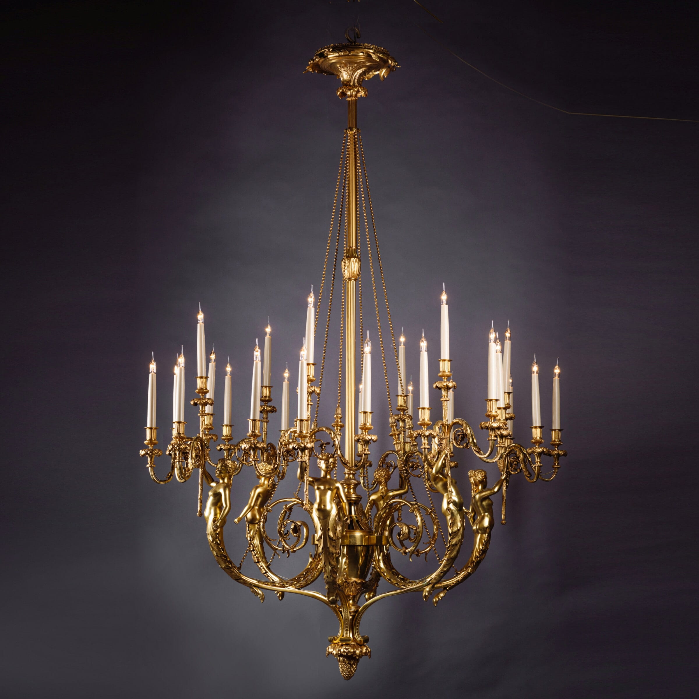 A Magnificent Louis XVI Style Gilt-Bronze Twenty-Four-Light Figural Chandelier - Image 3