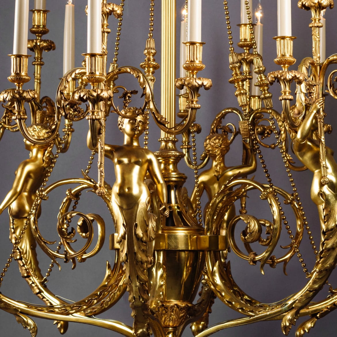A Magnificent Louis XVI Style Gilt-Bronze Twenty-Four-Light Figural Chandelier - Image 4