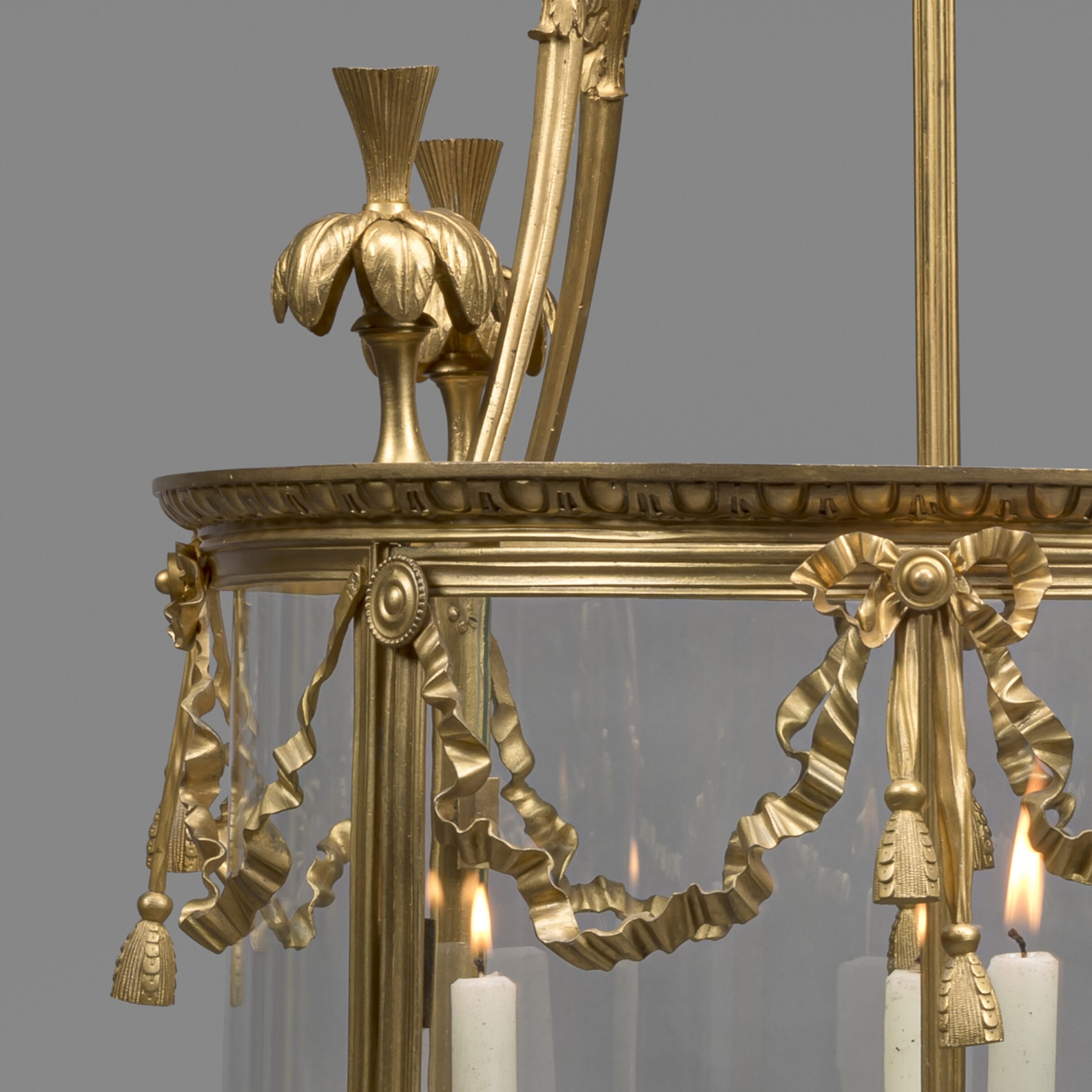 A Large Louis XVI Style Gilt-Bronze Cylindrical Four-Light Lantern - Image 2