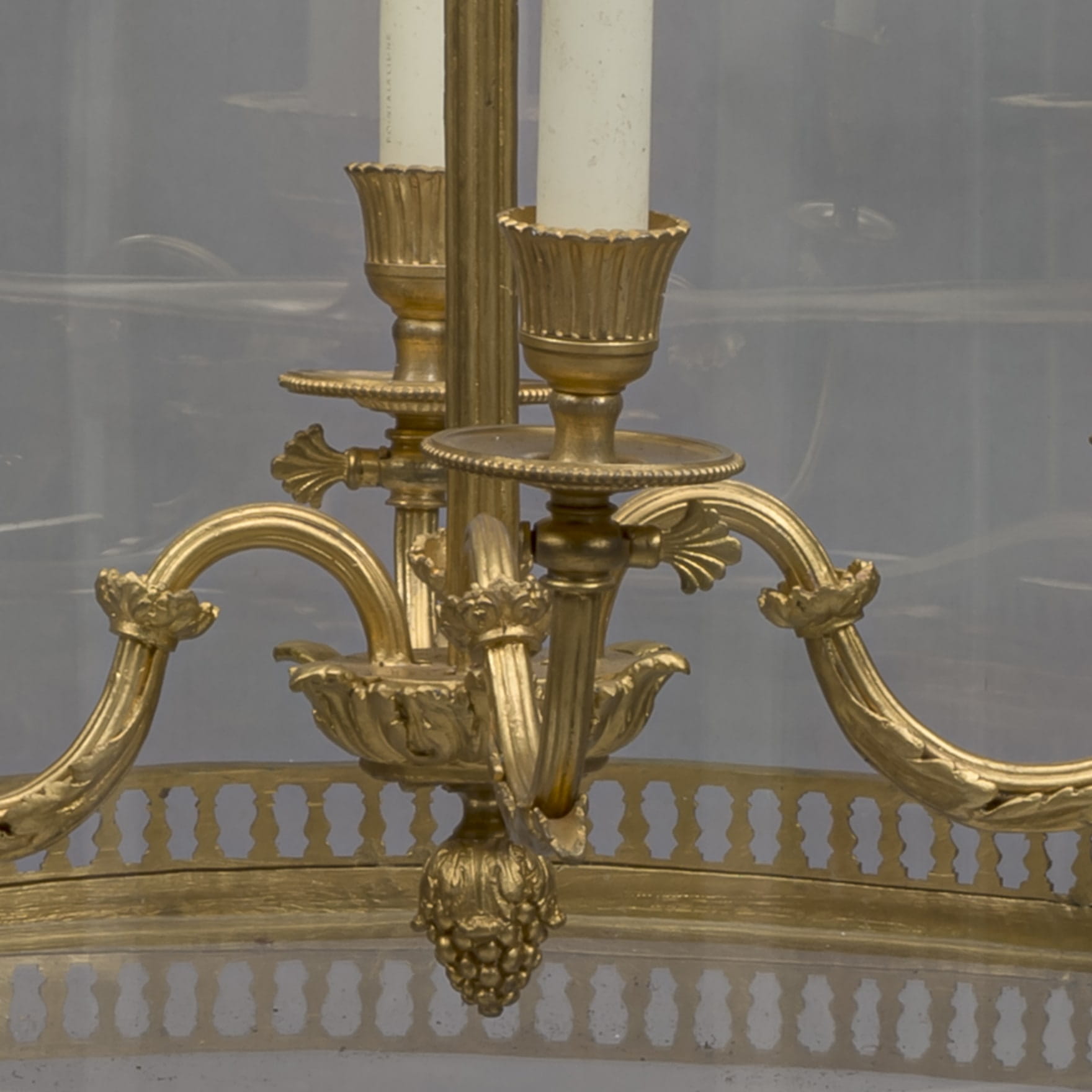 A Large Louis XVI Style Gilt-Bronze Cylindrical Four-Light Lantern - Image 3