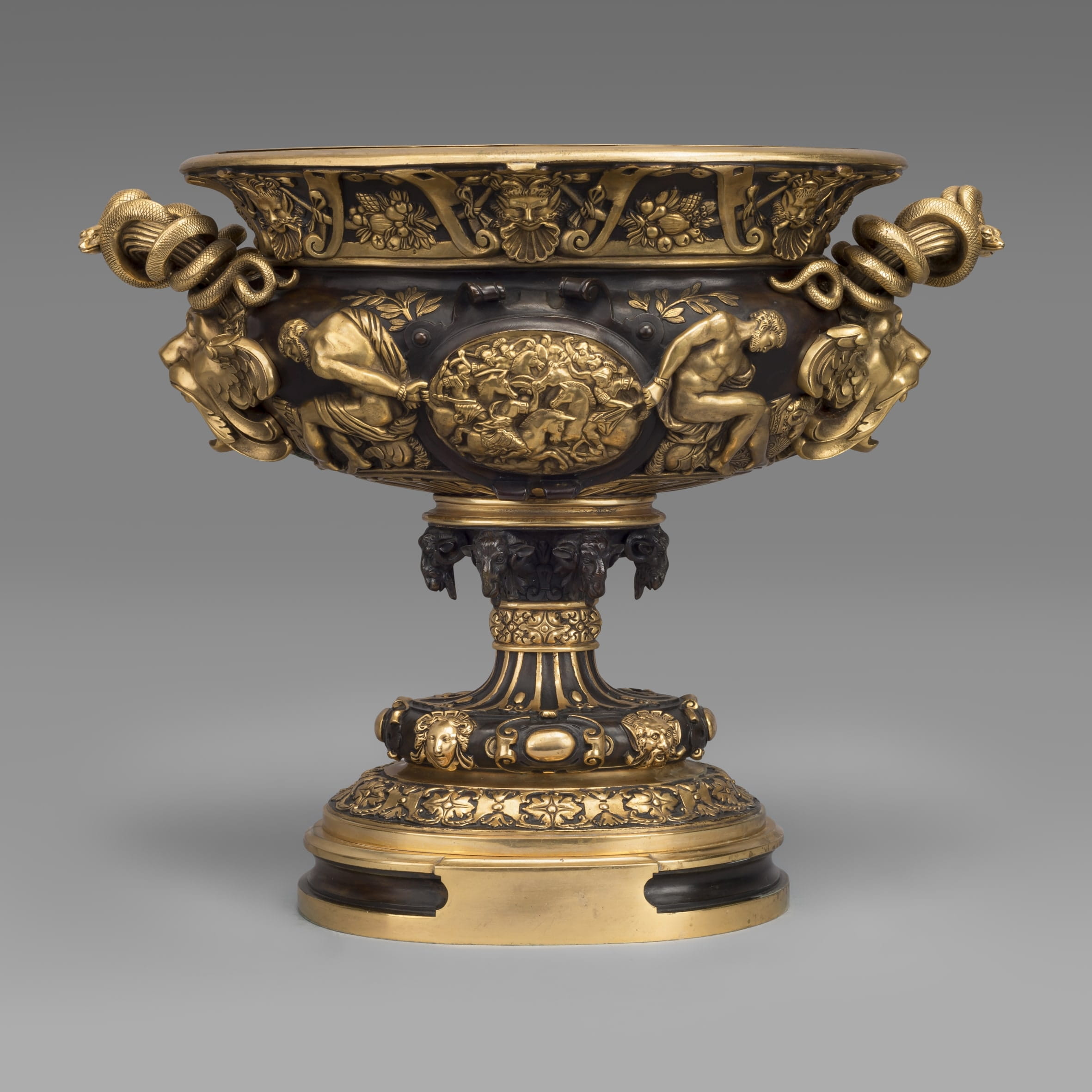 A Large and Finely Cast Gilt and Patinated Bronze Neoclassical Style Vase