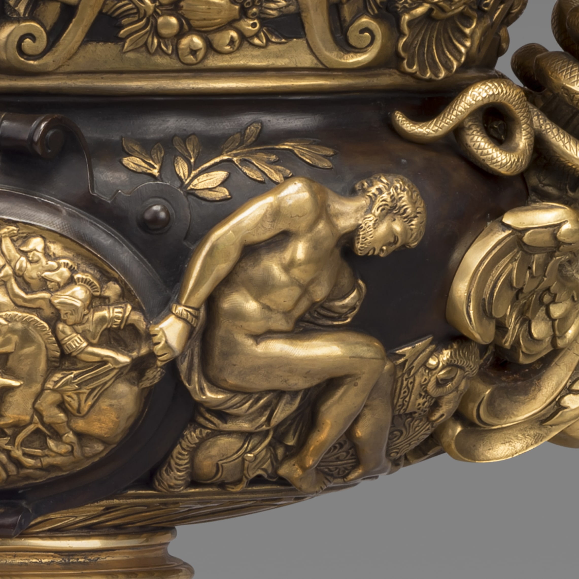 A Large and Finely Cast Gilt and Patinated Bronze Neoclassical Style Vase - Image 3