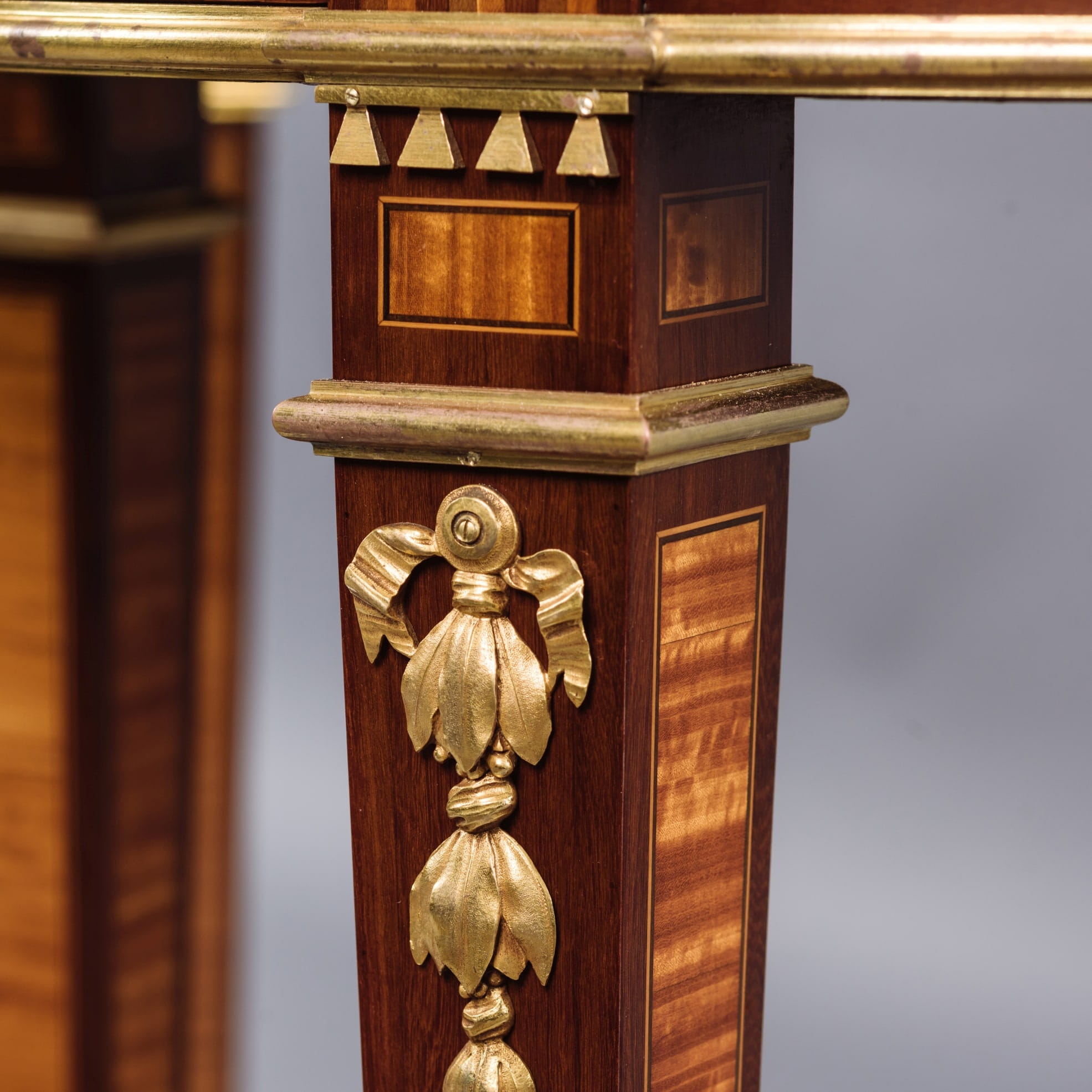 A Rare Pair of Louis XVI Style Gilt-Bronze Mounted Parquetry Gueridons - Image 3