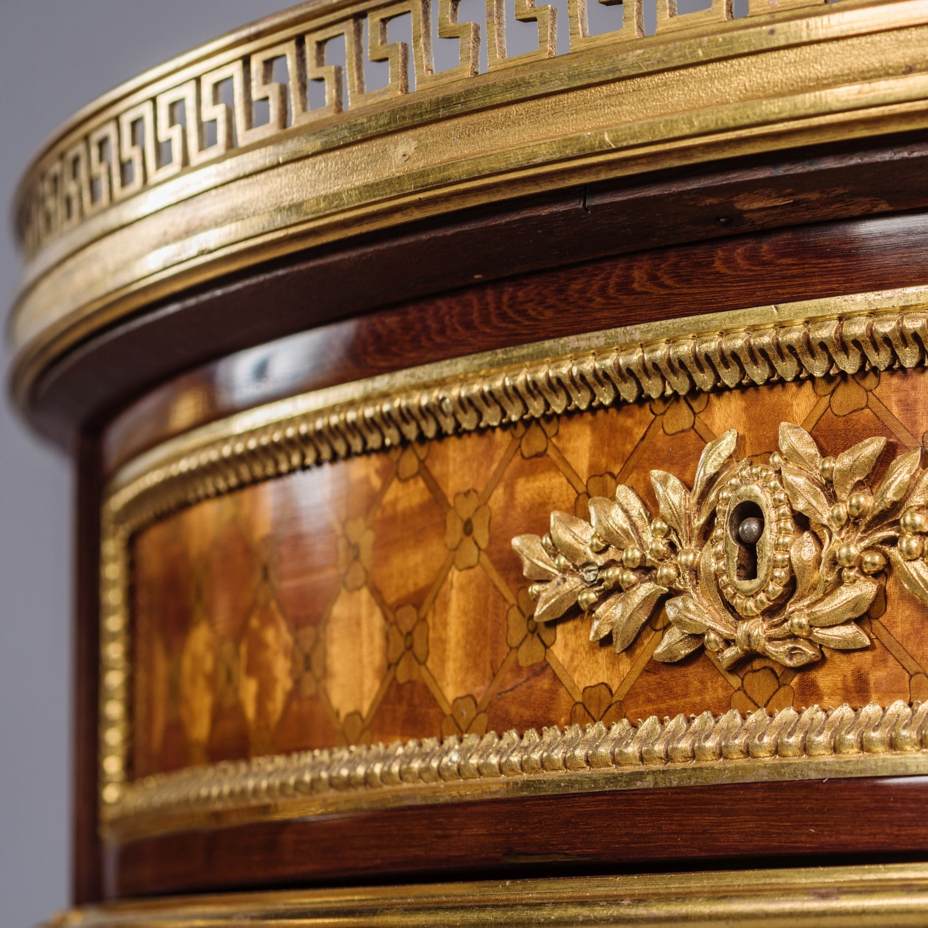 A Rare Pair of Louis XVI Style Gilt-Bronze Mounted Parquetry Gueridons - Image 2