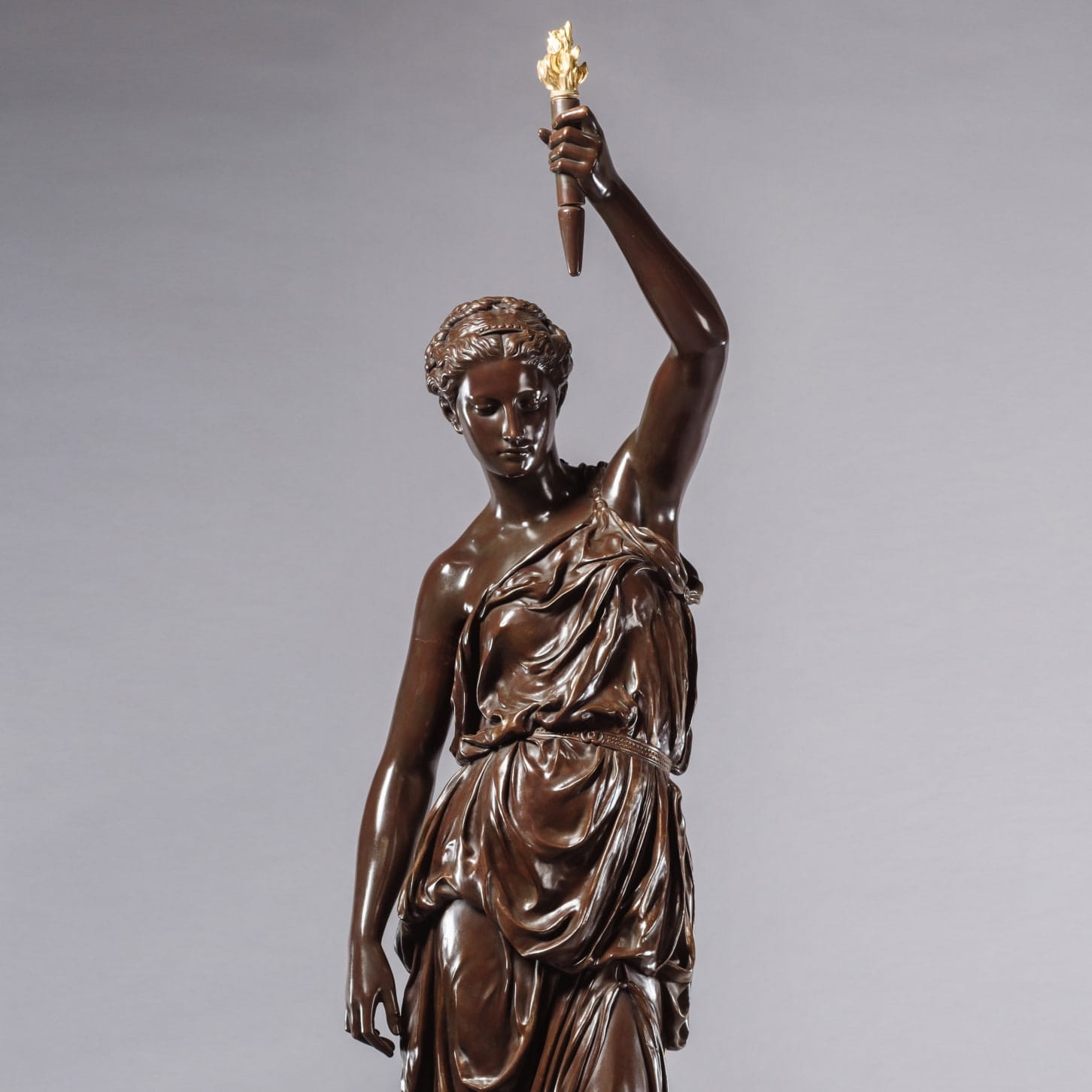 A Patinated Bronze Figural Torchère Cast by Barbedienne - Image 3