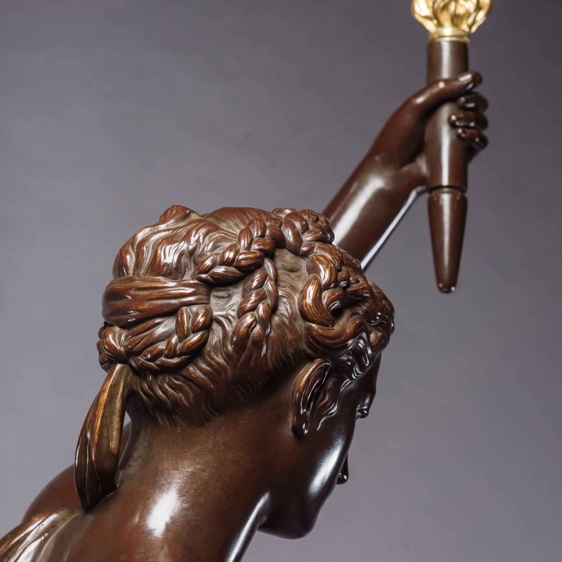 A Patinated Bronze Figural Torchère Cast by Barbedienne - Image 6