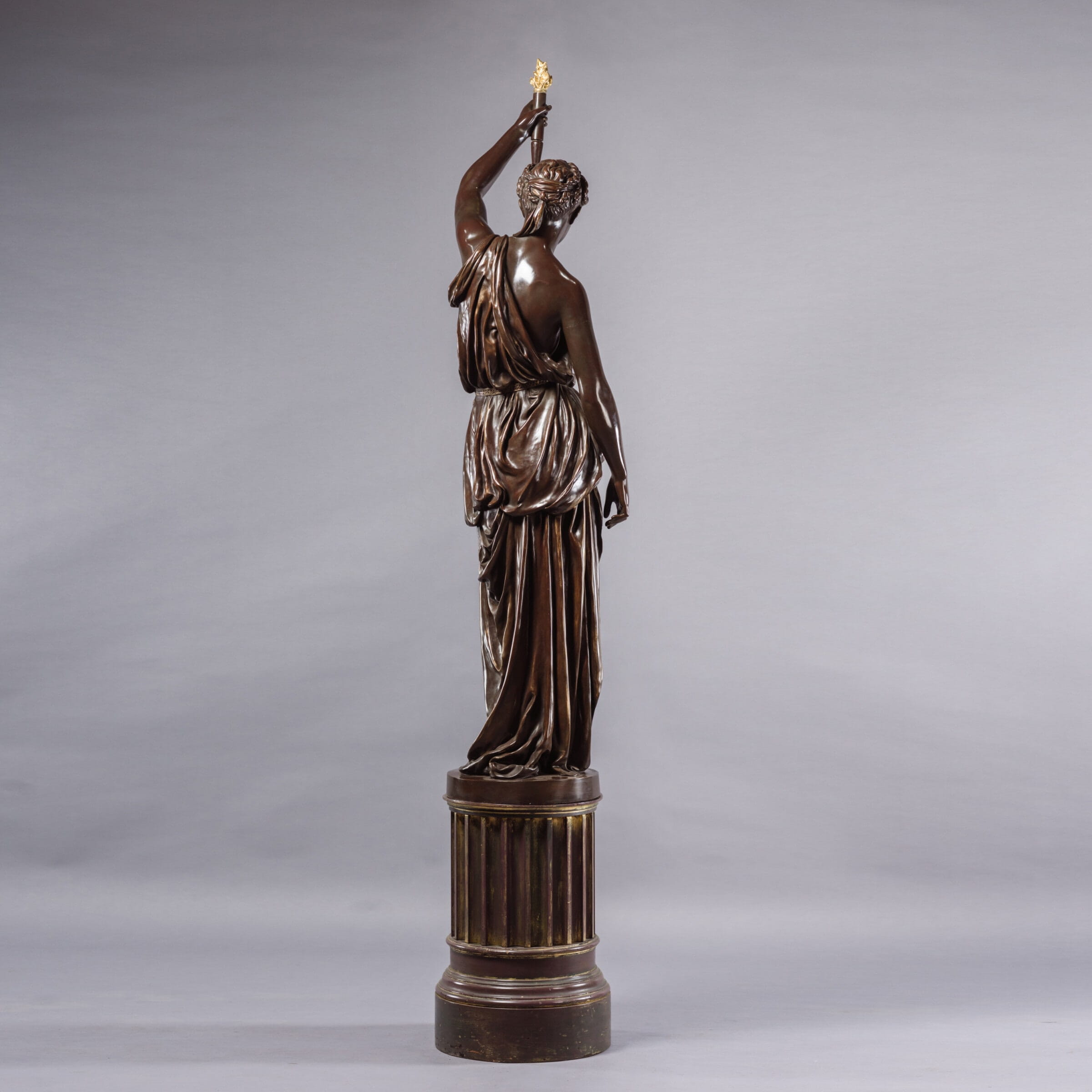 A Patinated Bronze Figural Torchère Cast by Barbedienne - Image 2
