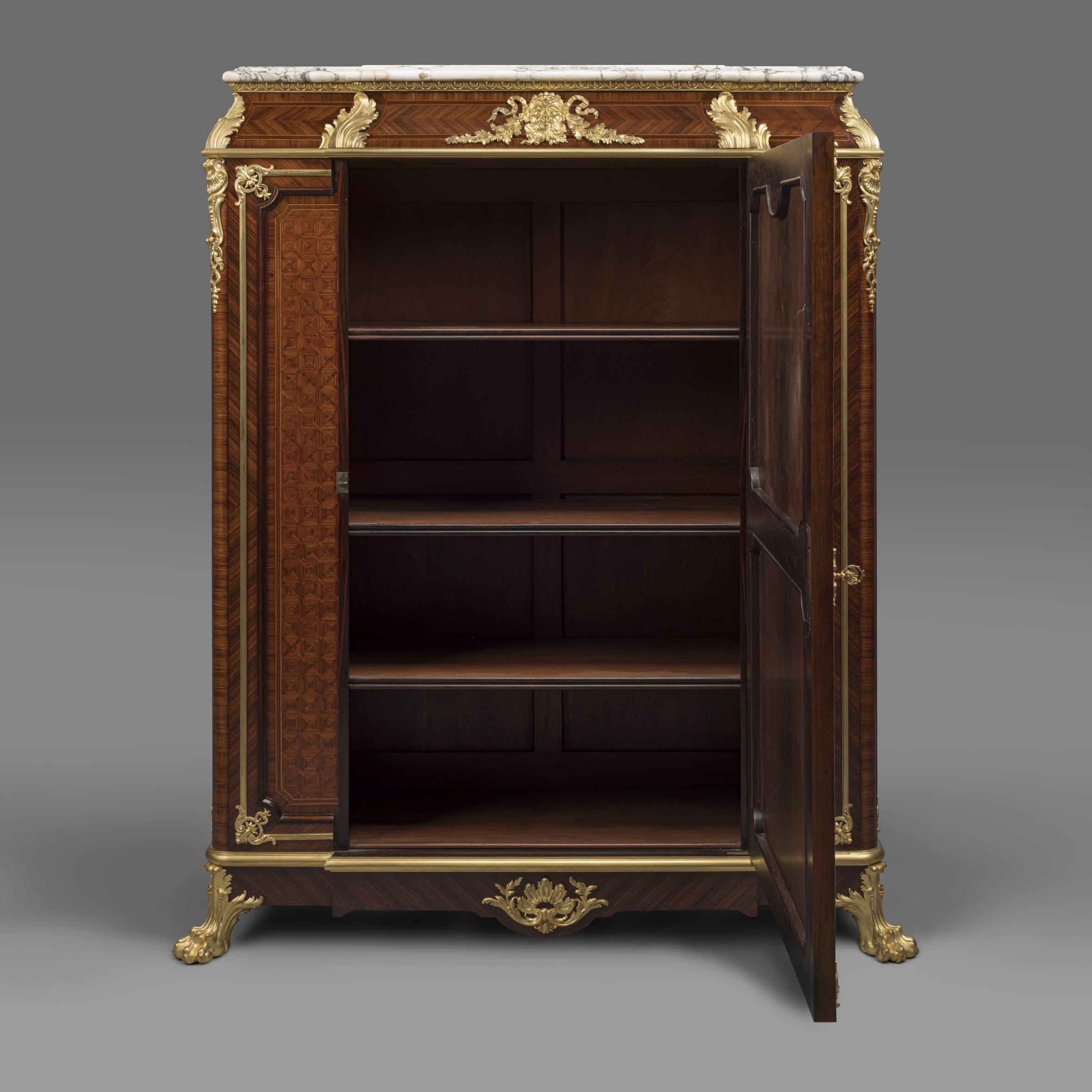 An Exceptional Louis XV Style Gilt-Bronze And Vernis Martin Mounted Parquetry Side Cabinet - Image 4