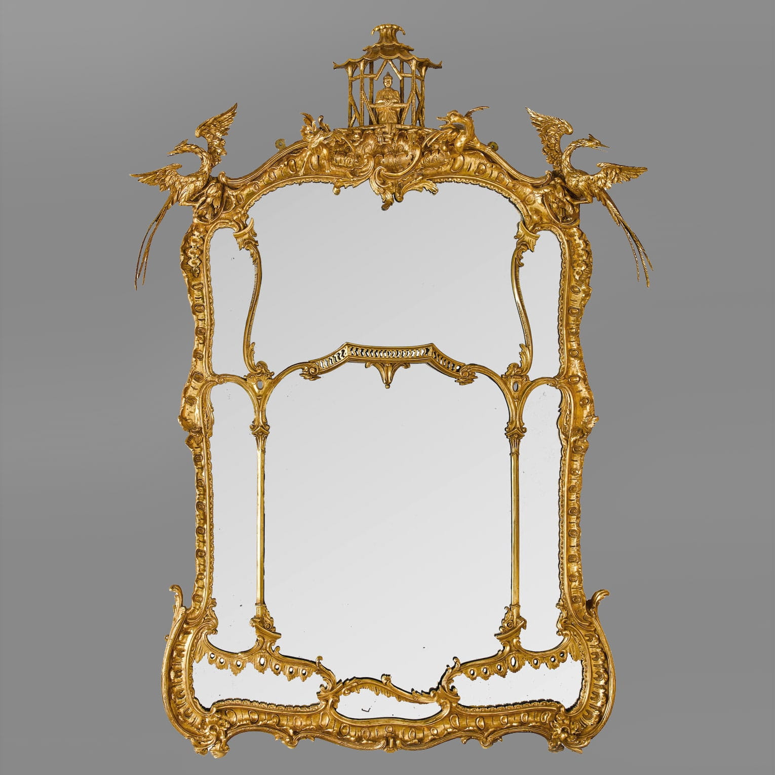 A Very Large and Finely Carved George II Style Giltwood Mirror