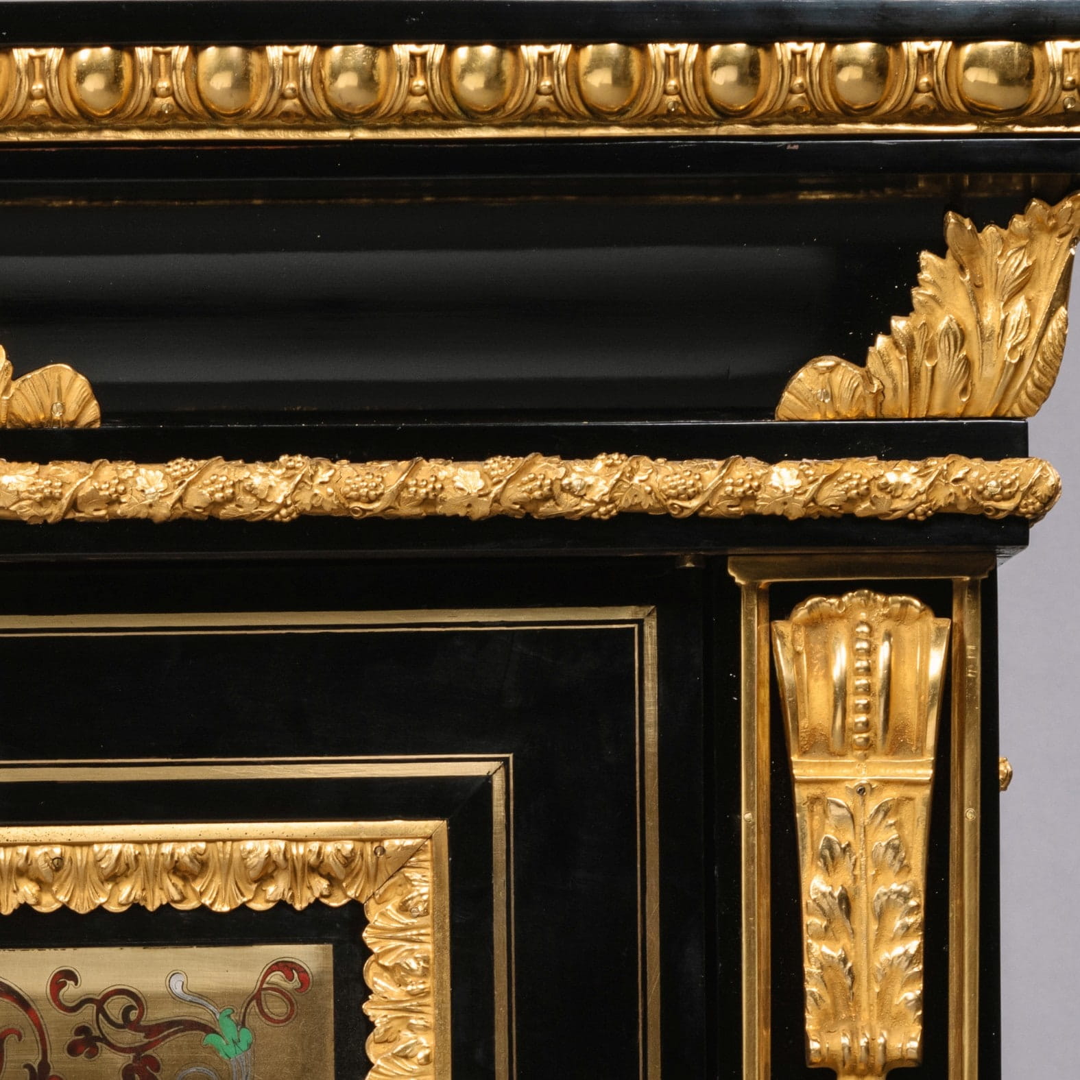 A Fine Pair of Napoleon III Gilt-Bronze, Cut-Brass and Boulle Marquetry Cabinets - Image 9