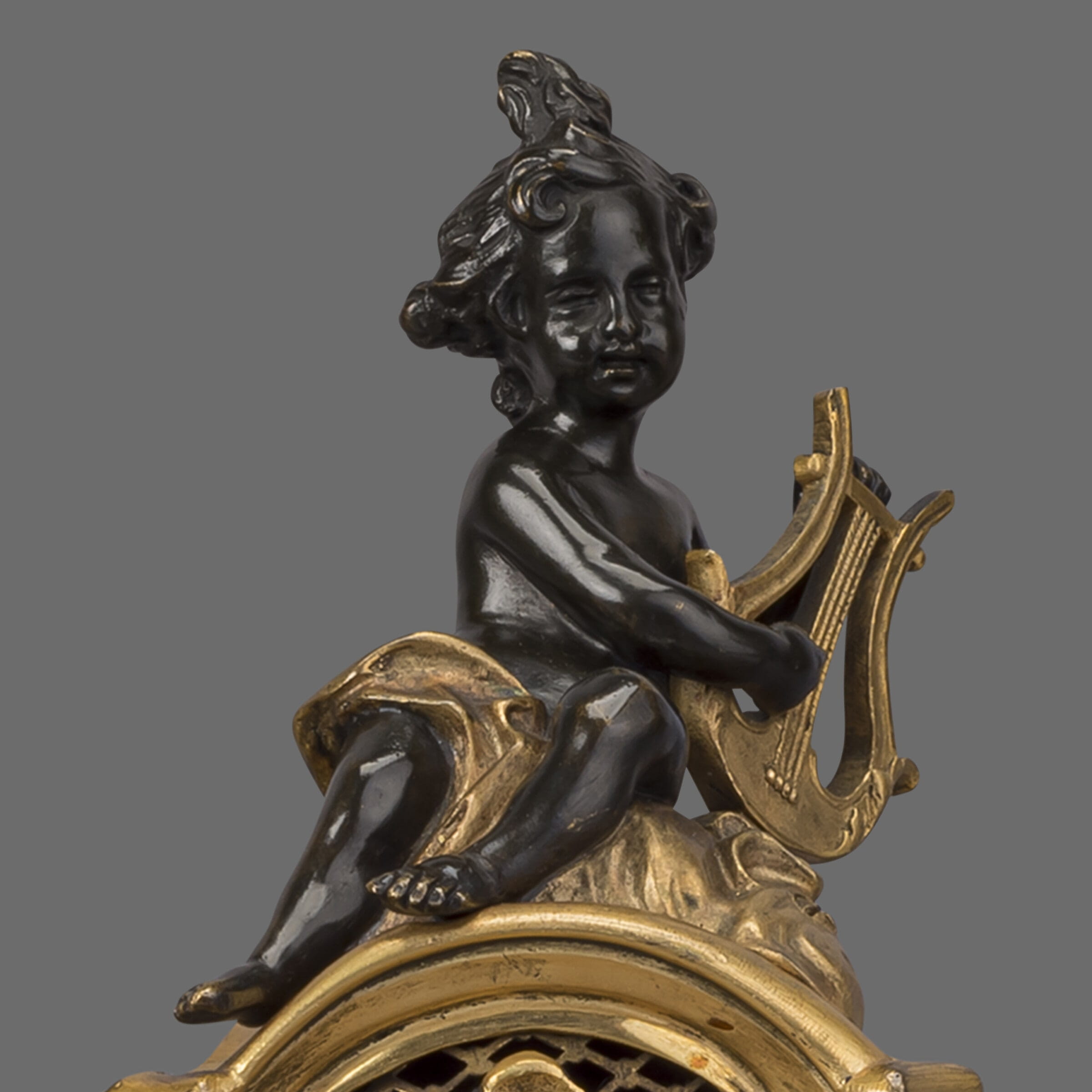 A Fine Louis XV Style Gilt and Patinated Bronze Figural Clock Garniture - Image 4