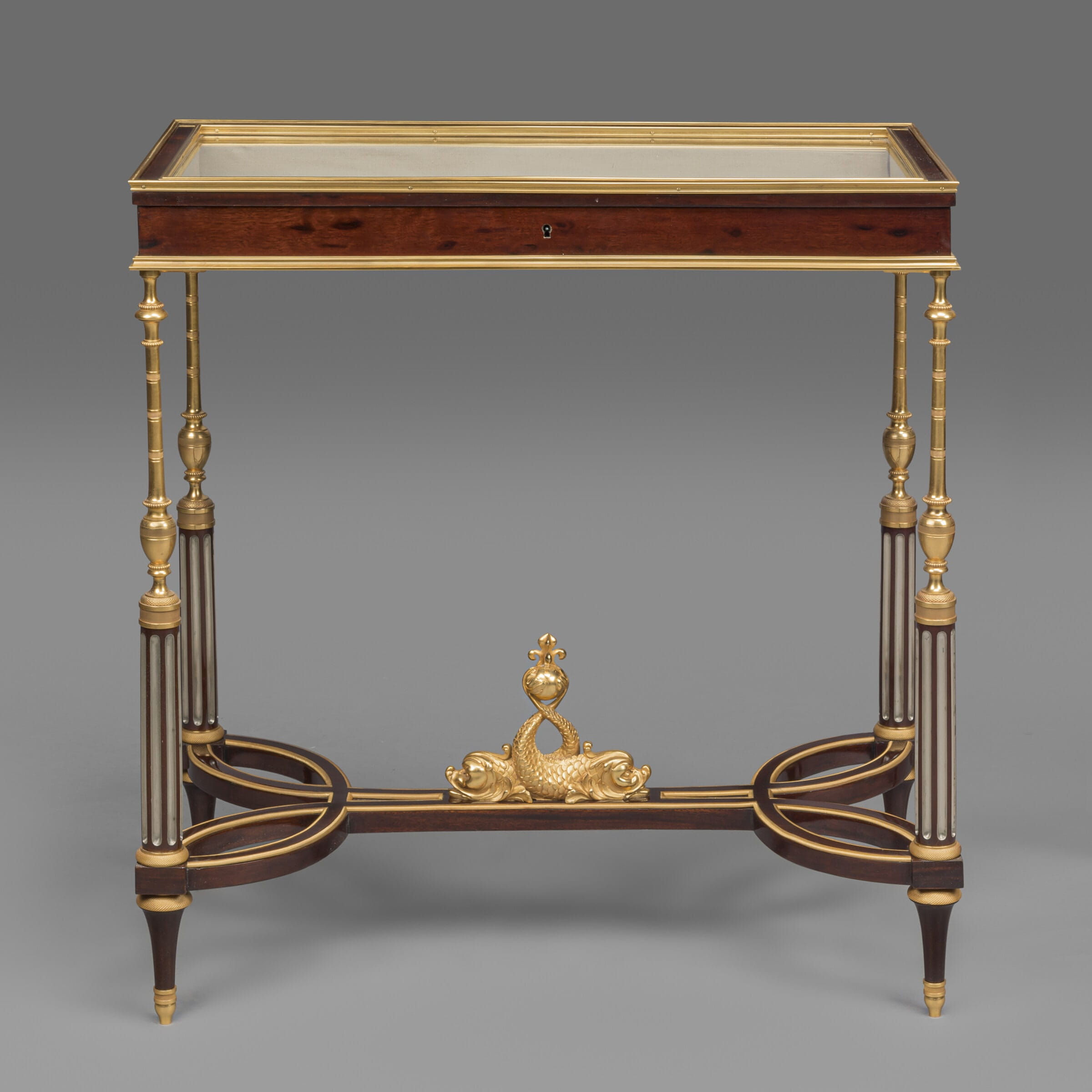 A Rare Pair of Louis XVI Style Gilt-Bronze Mounted Vitrine Tables In The Manner of Weisweiler By Georges-François Alix - Image 2