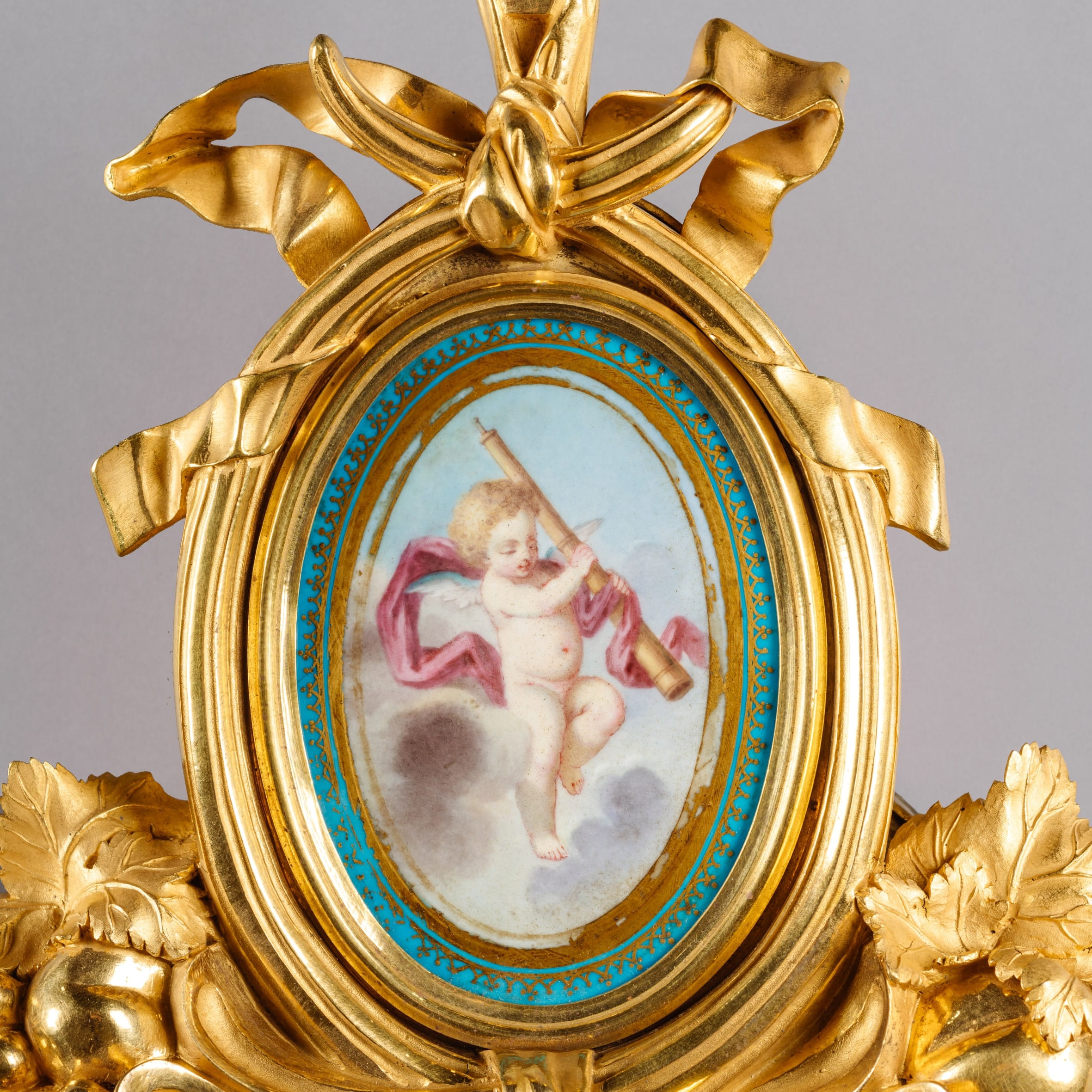 Fine Louis XVI Style Sèvres Porcelain Mounted Cartel Clock and Barometer - Image 2