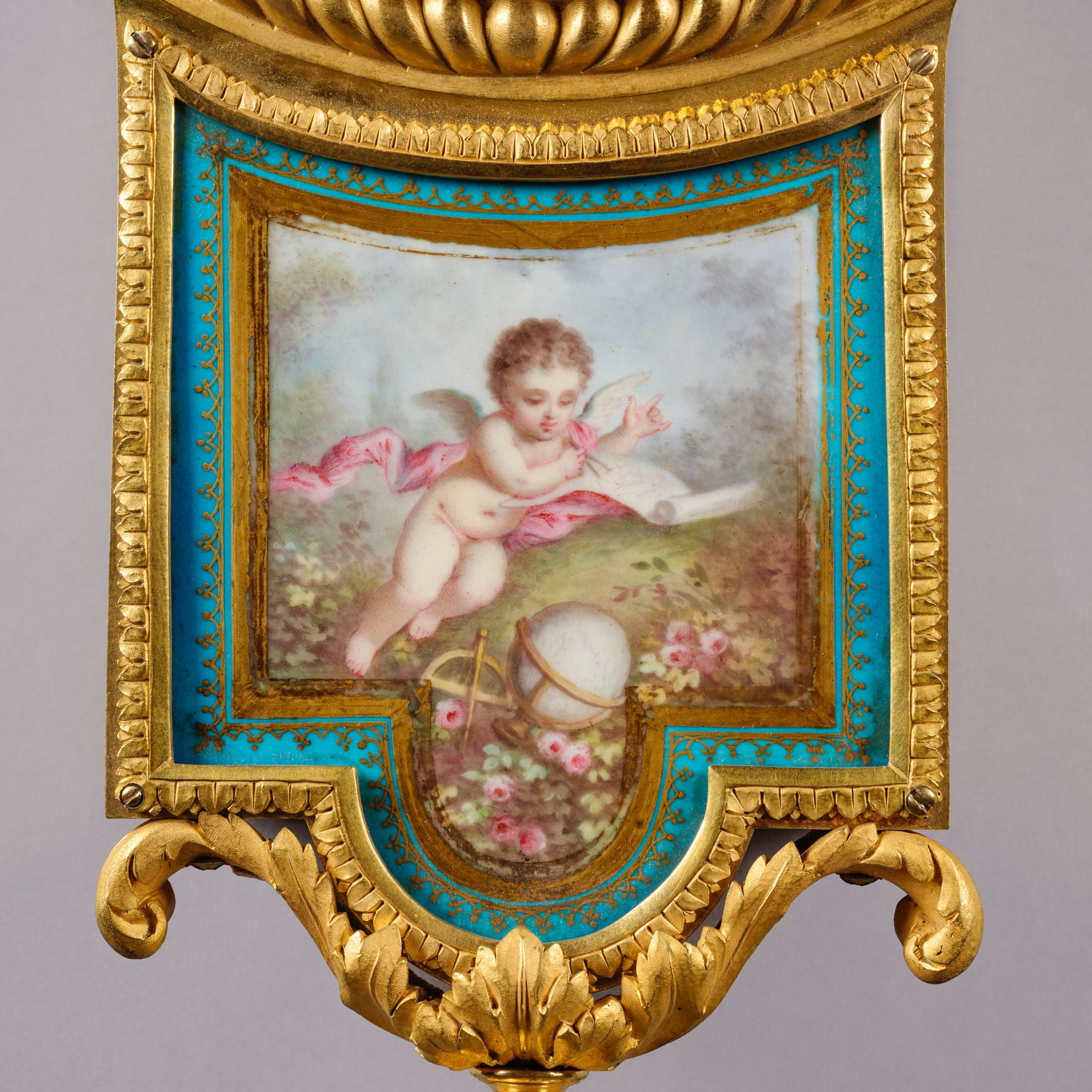 Fine Louis XVI Style Sèvres Porcelain Mounted Cartel Clock and Barometer - Image 5