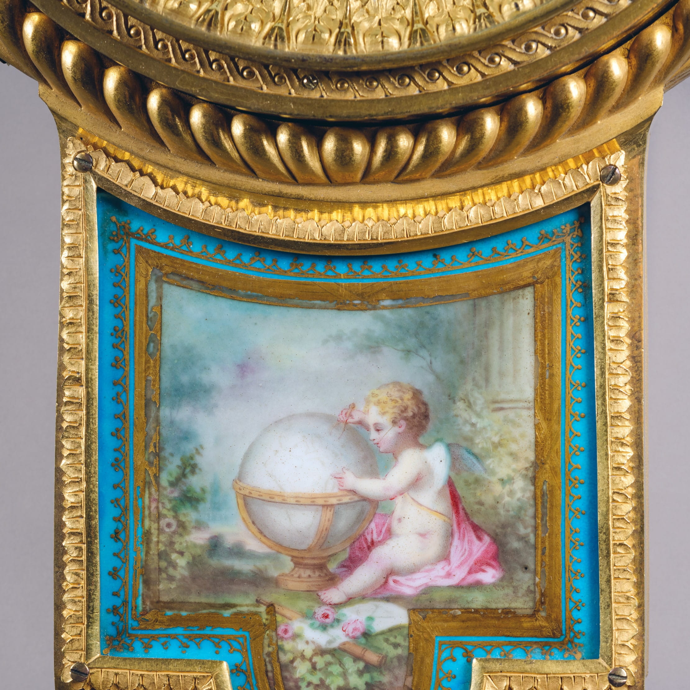 Fine Louis XVI Style Sèvres Porcelain Mounted Cartel Clock and Barometer - Image 7
