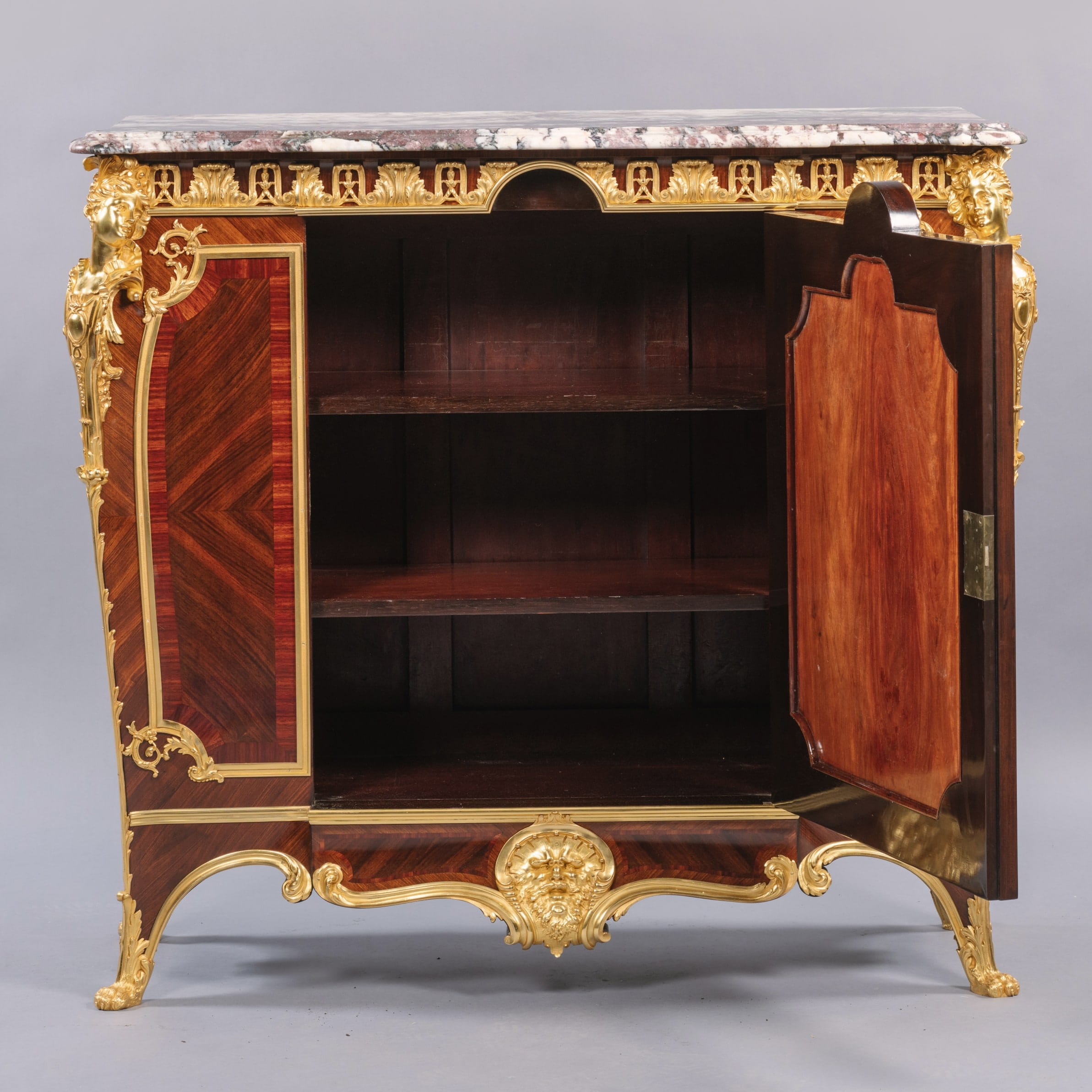 A Fine Vernis Martin Gilt-Bronze Mounted Side Cabinet with A Marble Top - Image 5